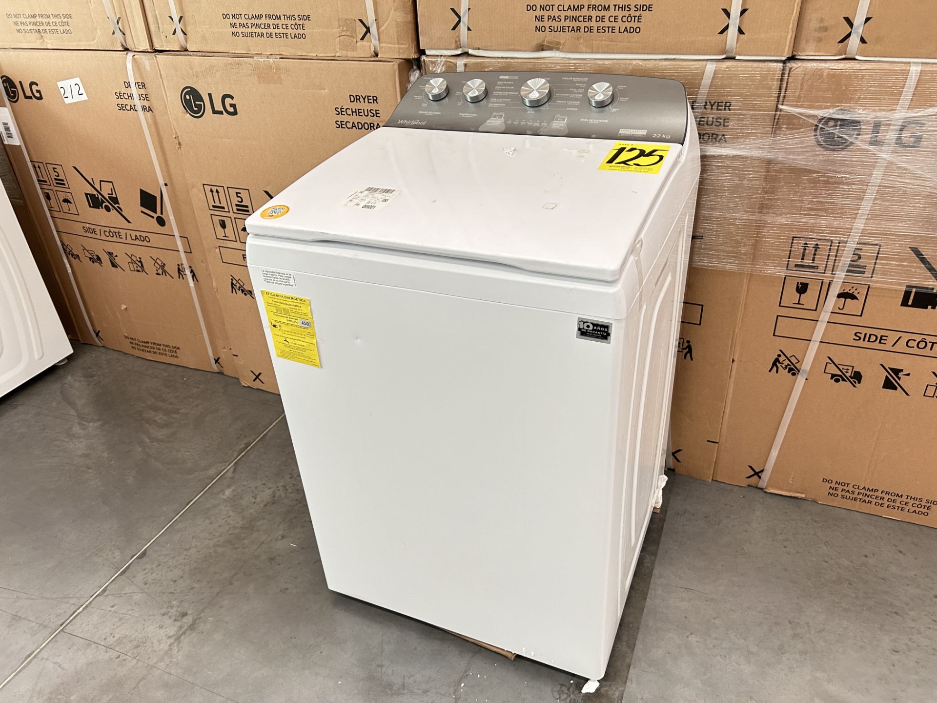 Lavadora de 22 Kg Marca WHIRLPOOL, Modelo 8MWTW2224MPM0, Serie 671464, Color BLANCO (Equipo de devo - Image 3 of 8