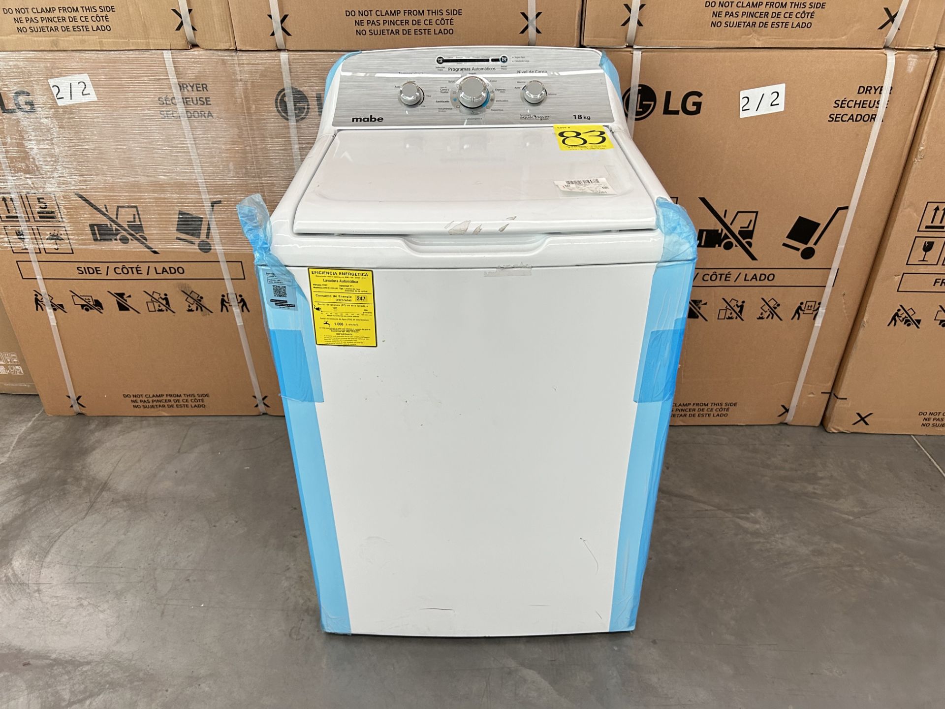 Lavadora de 18 Kg Marca MABE, Modelo LMA78113CBAB00, Serie 054679, Color BLANCO (Equipo de devoluci