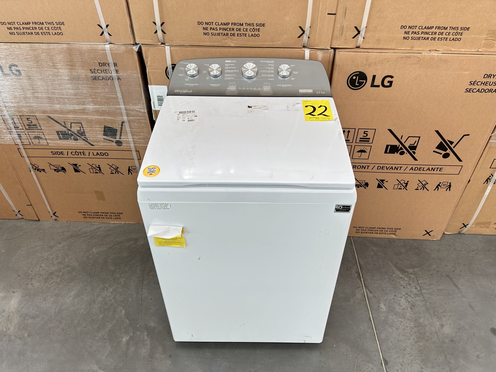 Lavadora de 22 Kg Marca WHIRLPOOL, Modelo 8MWTW2224PMM0, Serie 671456, Color BLANCO (Equipo de devo - Image 4 of 8