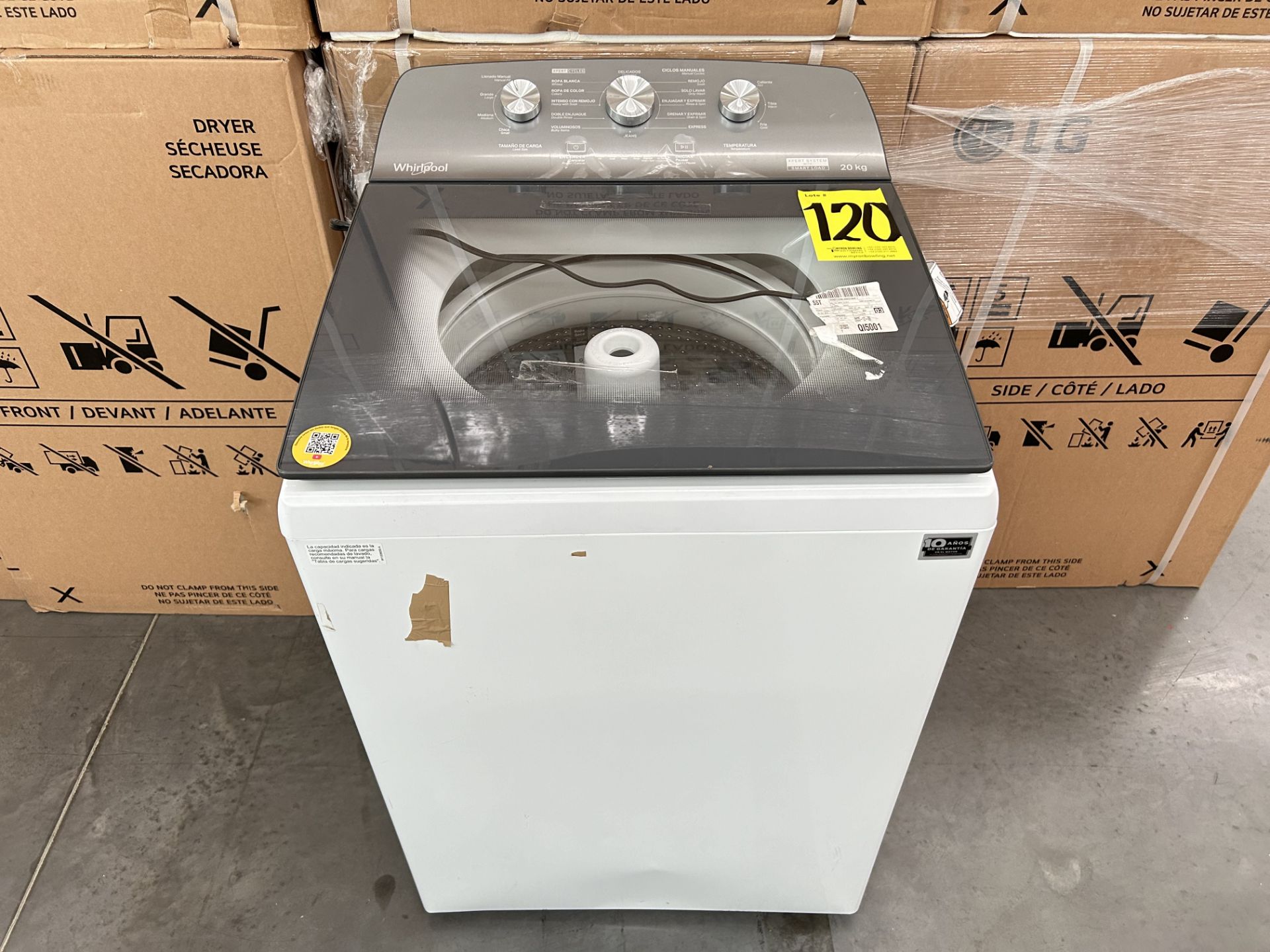 Lavadora de 20 Kg Marca WHIRLPOOL, Modelo 8MWTW2023WPM0, Serie 183343, Color BLANCO (Equipo de devo - Image 4 of 7