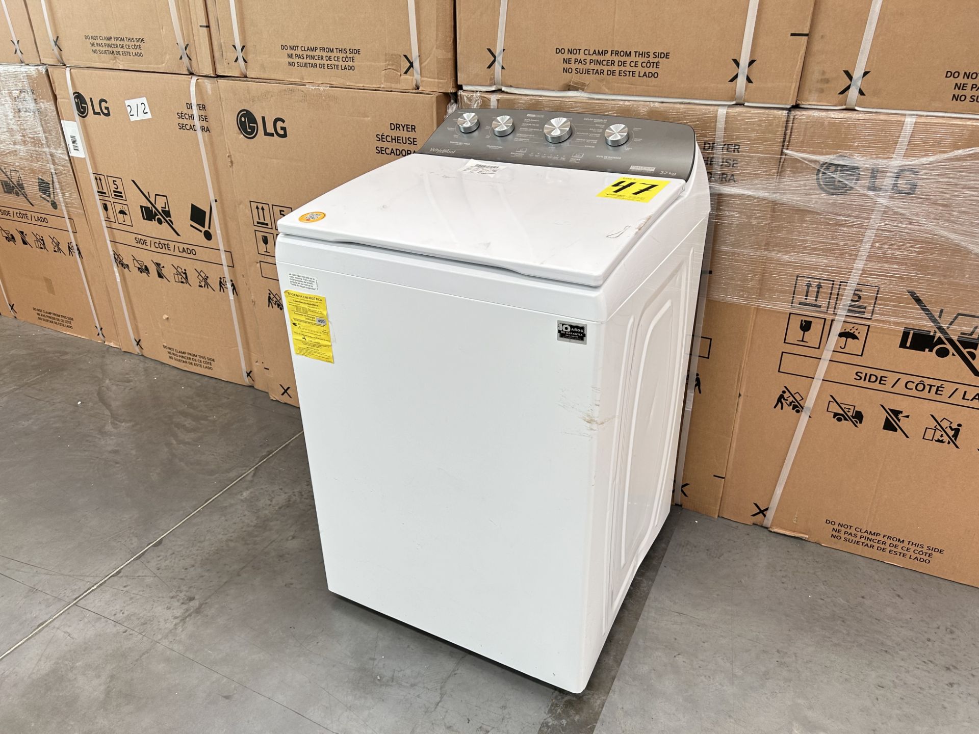 Lavadora de 22 Kg Marca WHIRLPOOL, Modelo 8MWTW2224PMM0, Serie 441898, Color BLANCO (Equipo de devo - Image 3 of 8