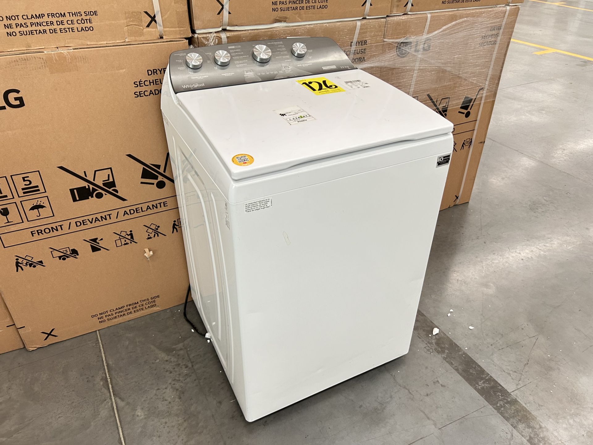 Lavadora de 22 Kg Marca WHIRLPOOL, Modelo 8MWTW2224MPM0, Serie 671461, Color BLANCO (Equipo de devo - Image 2 of 8