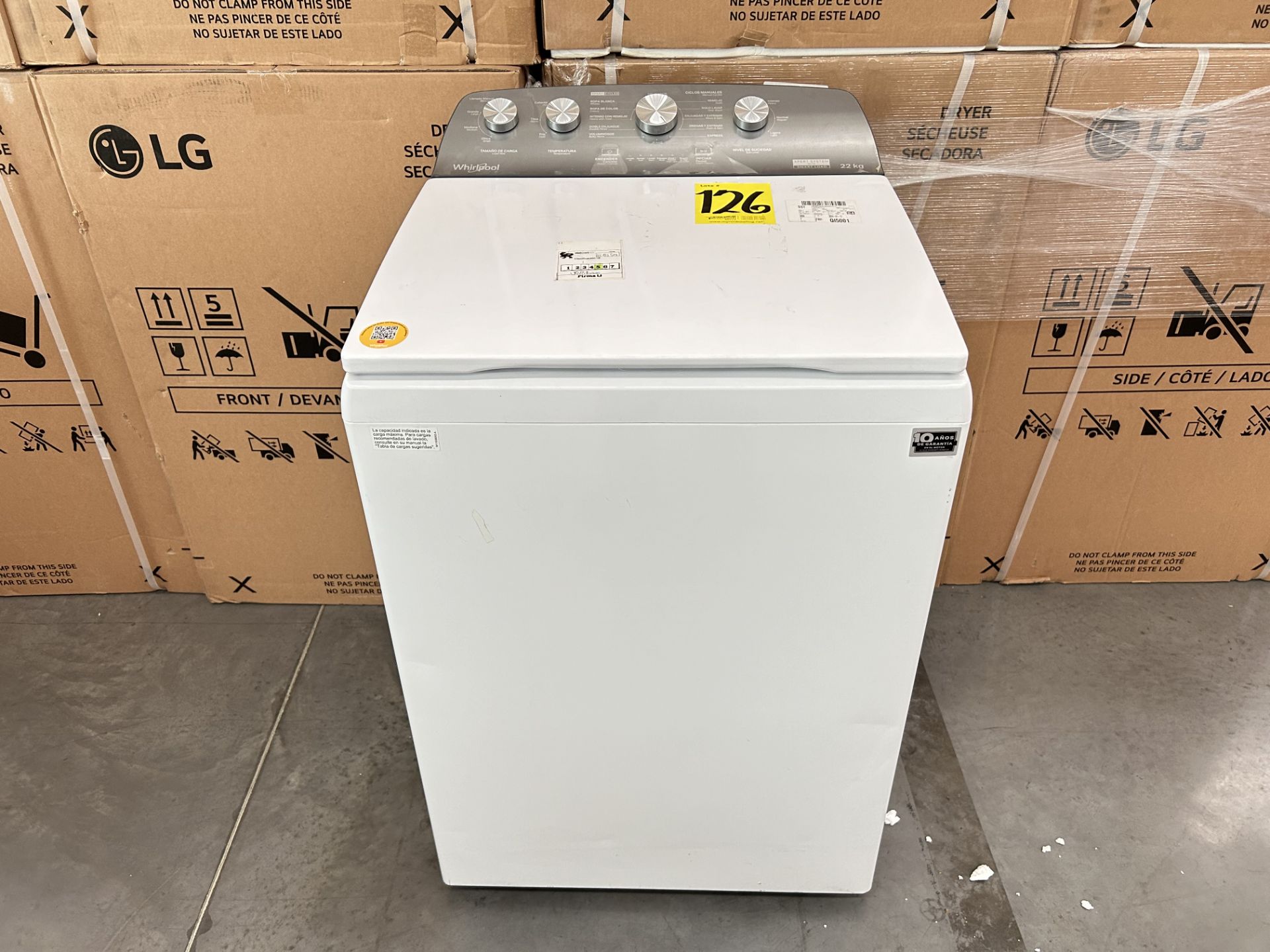 Lavadora de 22 Kg Marca WHIRLPOOL, Modelo 8MWTW2224MPM0, Serie 671461, Color BLANCO (Equipo de devo