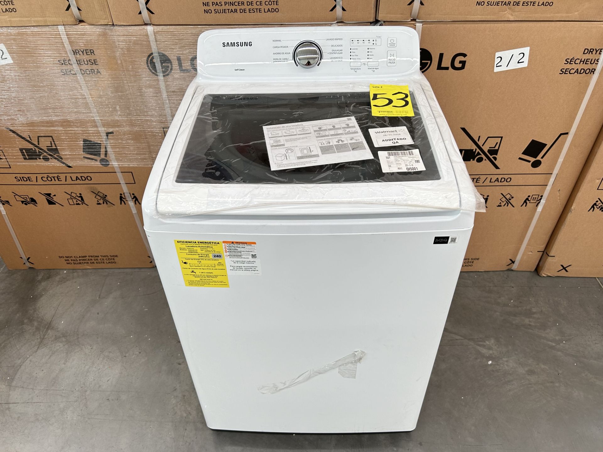 Lavadora de 20 Kg Marca SAMSUNG, Modelo WA20A3551GW, Serie 00671W, Color BLANCO (Equipo de devoluci - Image 4 of 8