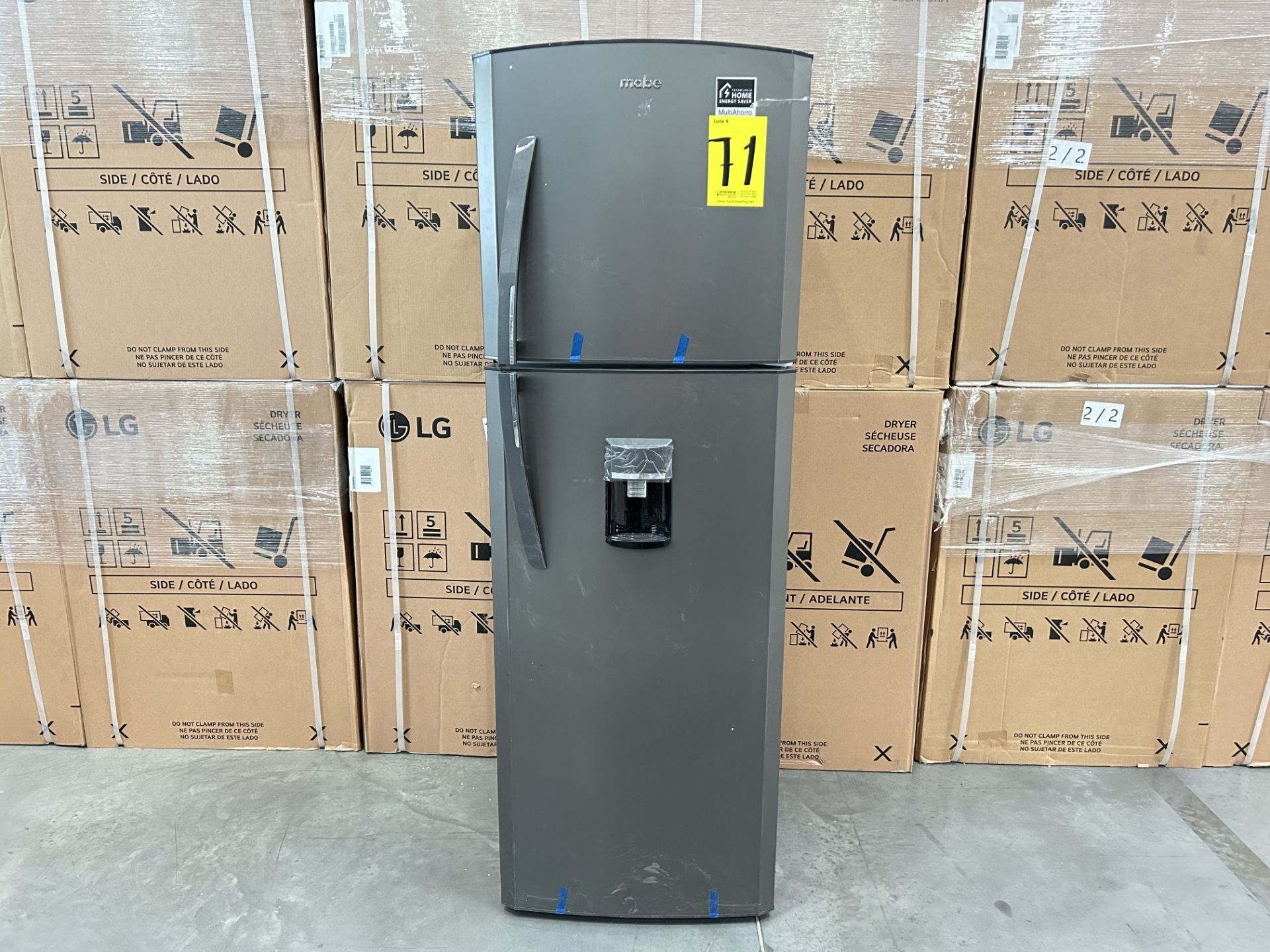 Refrigerador con dispensador de agua Marca MABE, Modelo RMA300FJMR, Serie 708343, Color GRIS (Equip