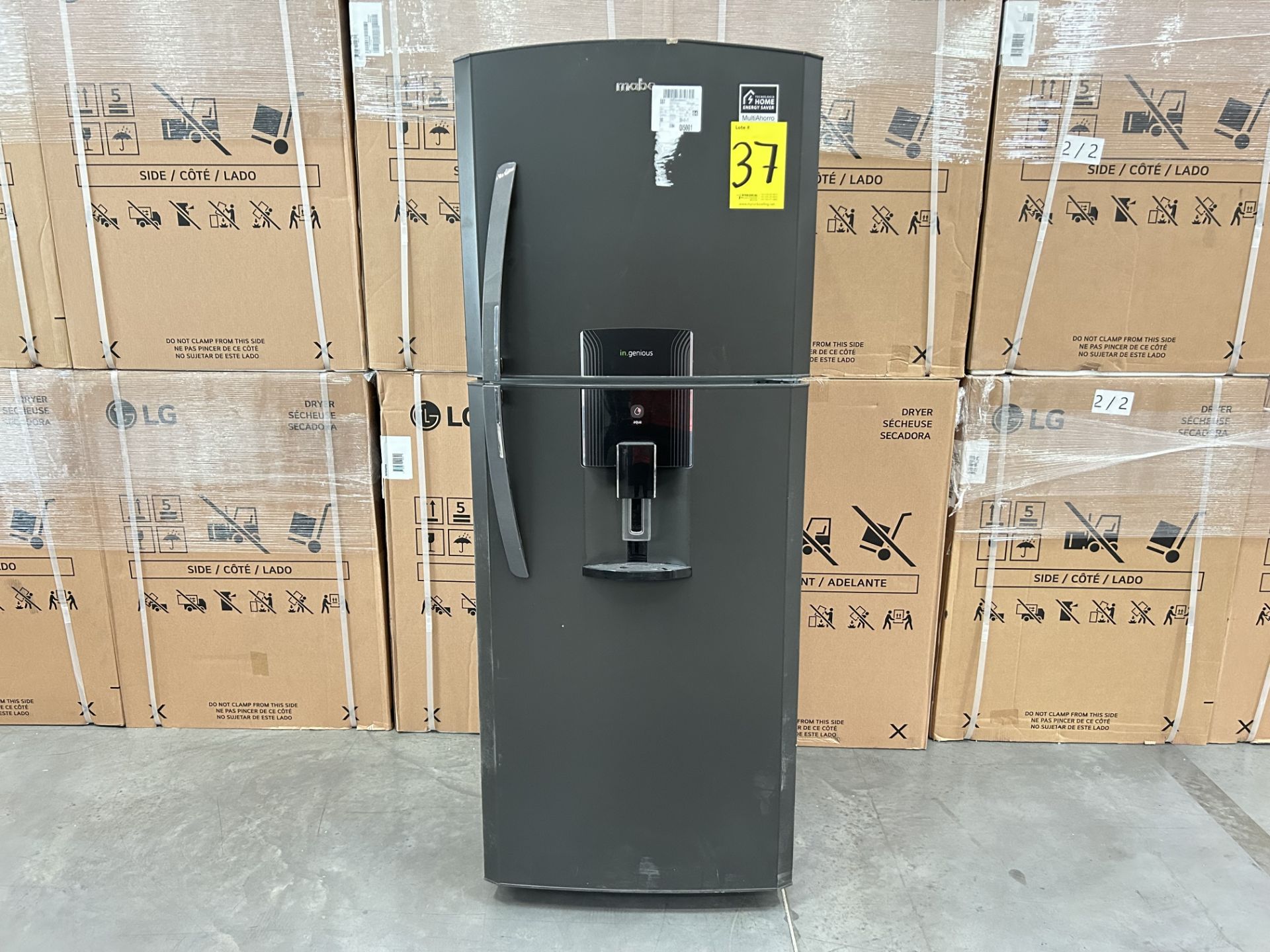Refrigerador con dispensador de agua Marca MABE, Modelo RME360FDMRD0, Serie 817099, Color GRIS (Equ