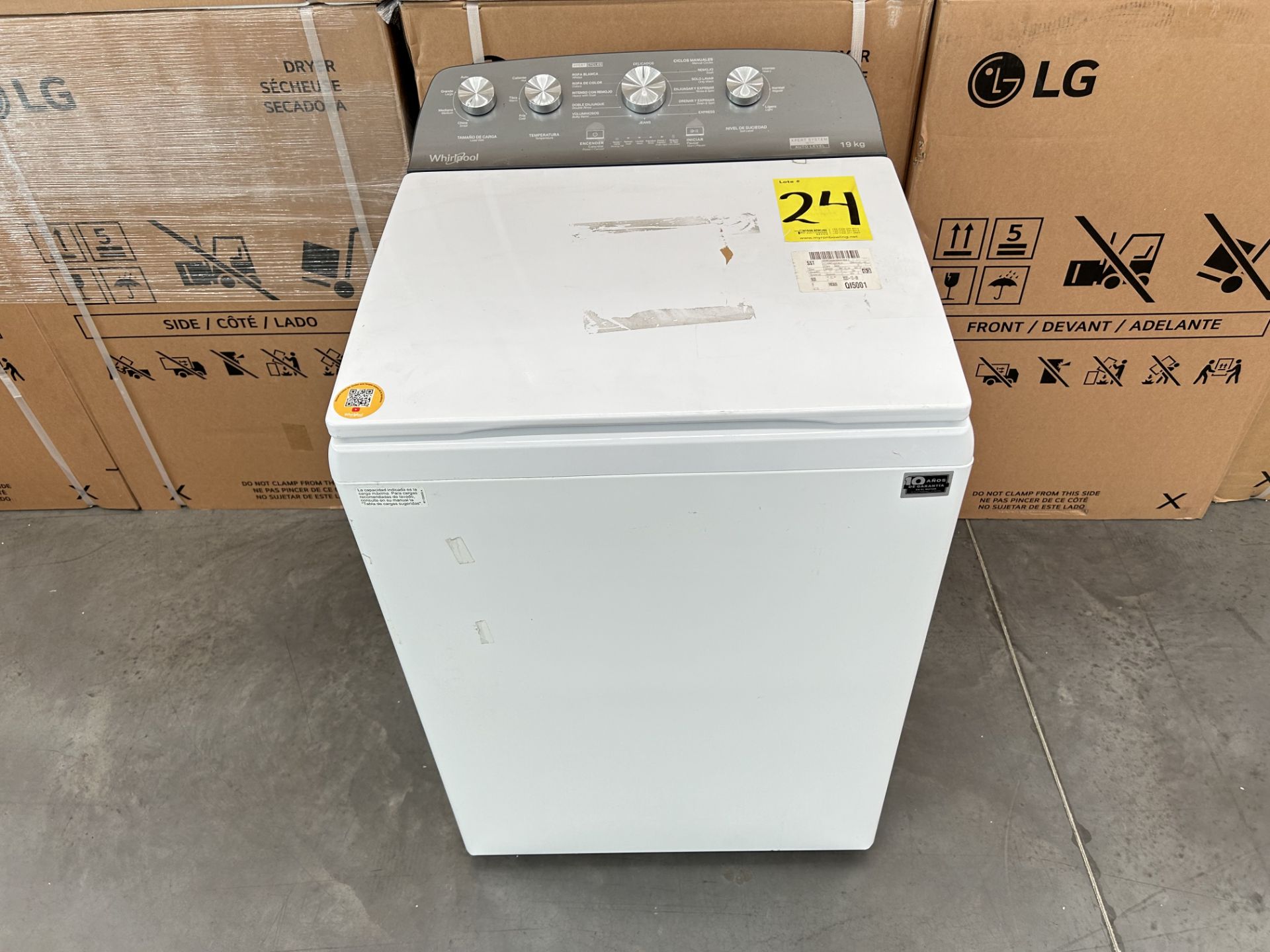 Lavadora de 19 Kg Marca WHIRLPOOL, Modelo 8MWTW1934MJM0, Serie 205944, Color BLANCO (Equipo de devo - Image 4 of 8