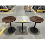 Lote de 3 Mesas, Contiene: 2 redondas bajas en Acero/Madera Color Café/Negro Medidas 60 cm de diáme