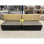 2 sillones de madera tipo Boot forrados en Vinil Color Café/Negro Medidas 120 cm x 75 cm x 89 cm (E