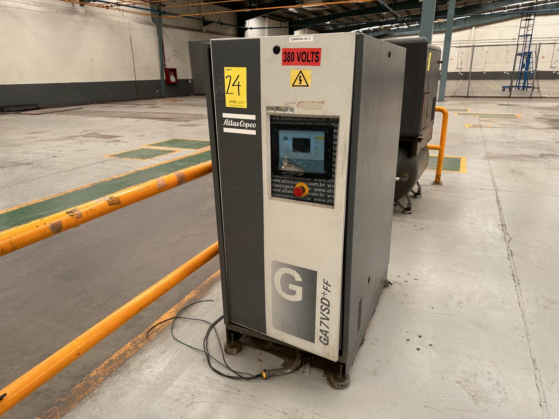 Atlas Copco Air Compressor, Model GA7VSD+ FF, Serial No. BQD 0109023, Year 2017, 380V, Maximum pres - Image 2 of 6