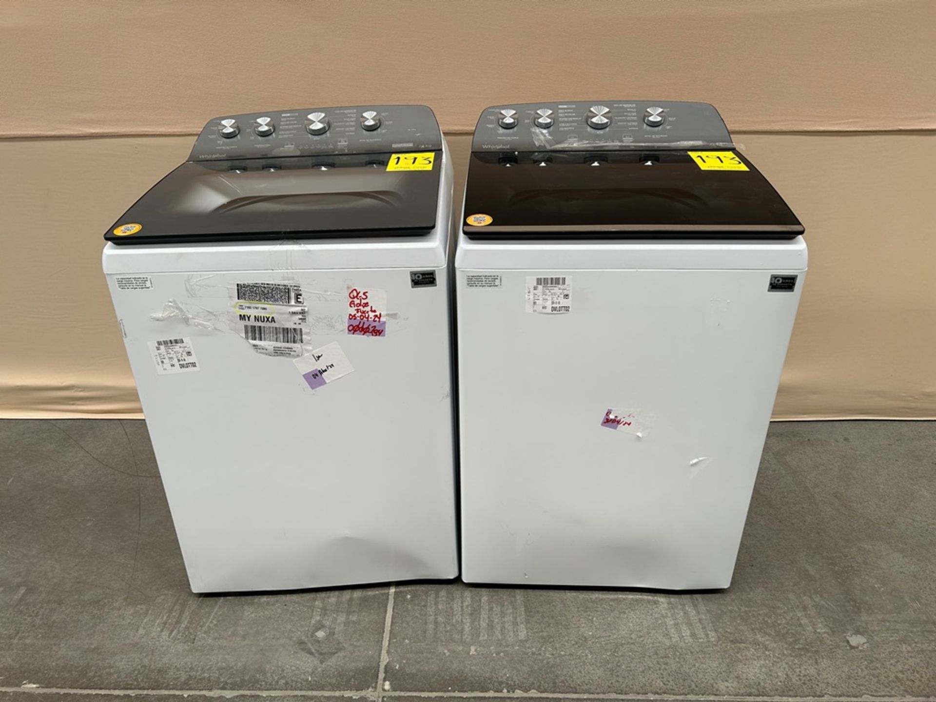 Lote de 2 lavadoras contiene: 1 Lavadora de 22 KG Marca WHIRPOOL, Modelo 8MWTW2224WJM0, Serie 23779