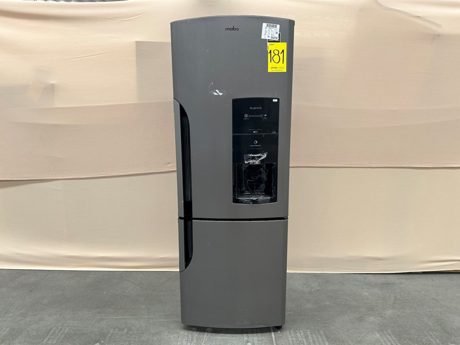 Refrigerador con dispensador de agua Marca MABE, Modelo RMB400IAMRM0, Serie 00227, Color GRIS ( Equ