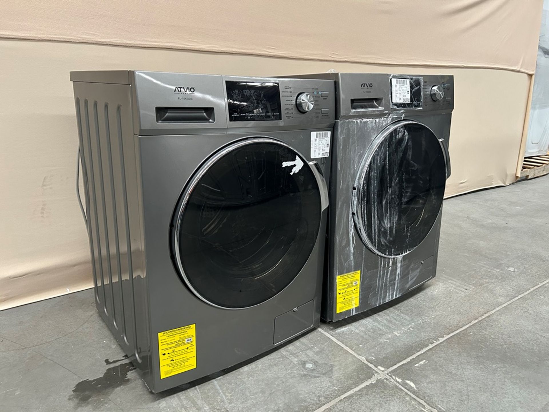 Lote de 2 lavadoras contiene: 1 Lavadora de 15 KG Marca ATVIO, Modelo FL15KGDS, Serie 00077, Color - Image 2 of 5