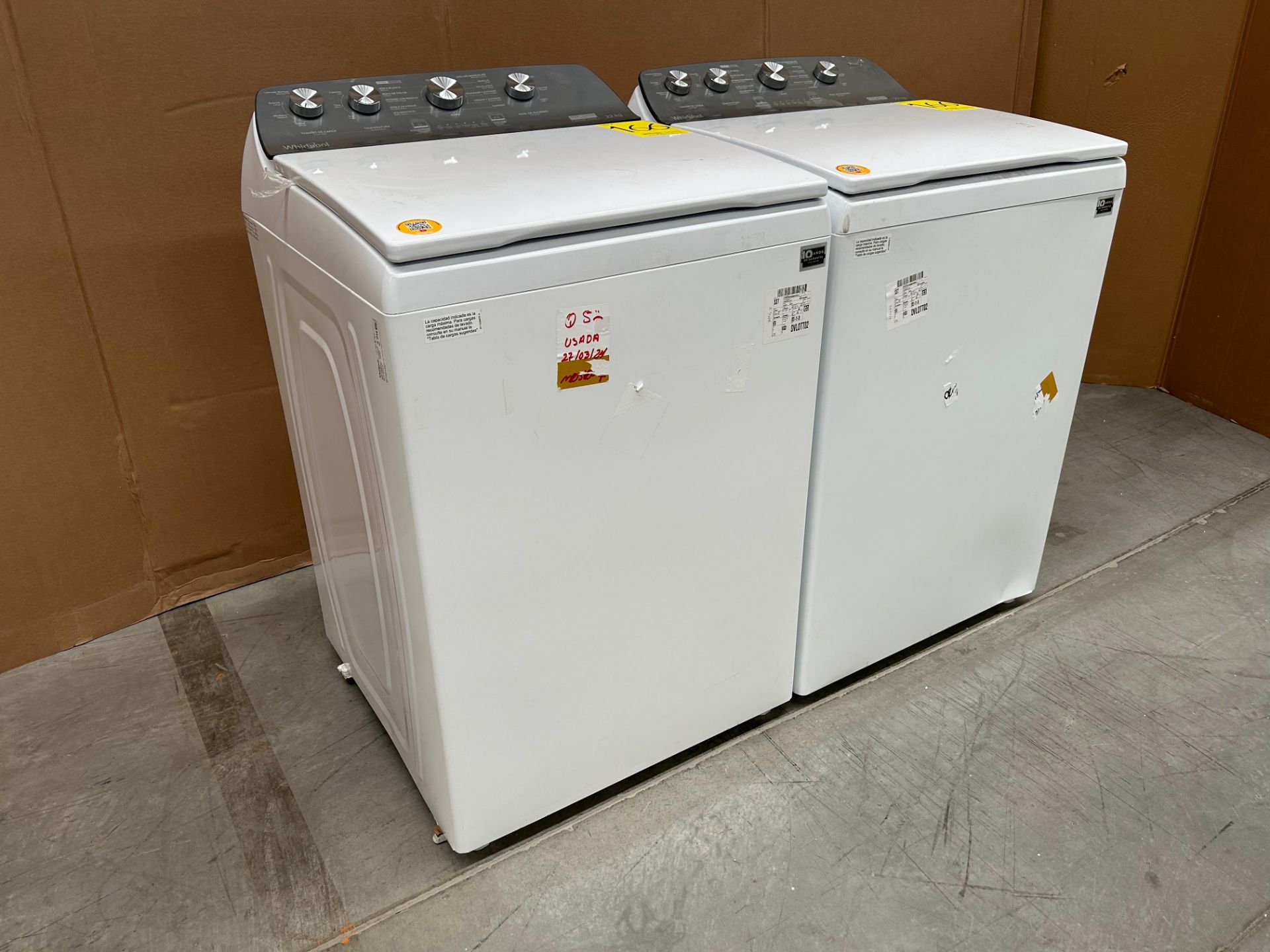 Lote de 2 lavadoras contiene: 1 Lavadora de 22 KG Marca WHIRPOOL, Modelo 8MWTW2224MPM0, Serie 67048 - Image 3 of 6