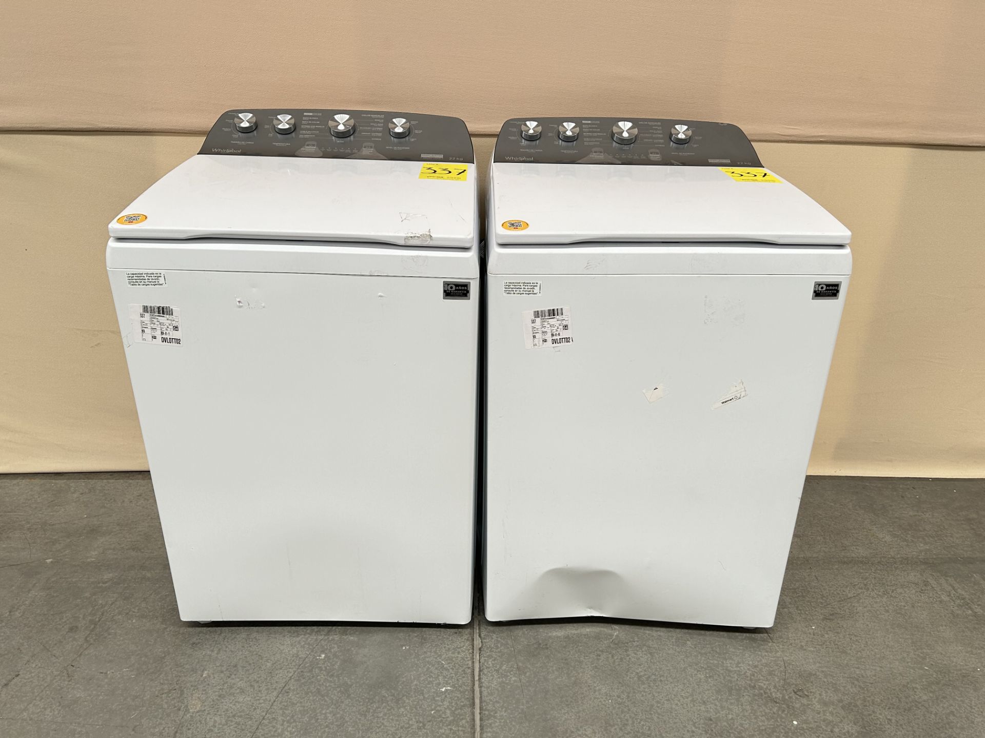 Lote de 2 lavadoras contiene: 1 Lavadora de 22 KG Marca WHIRPOOL, Modelo 8MWTW2224MPM0, Serie 56484