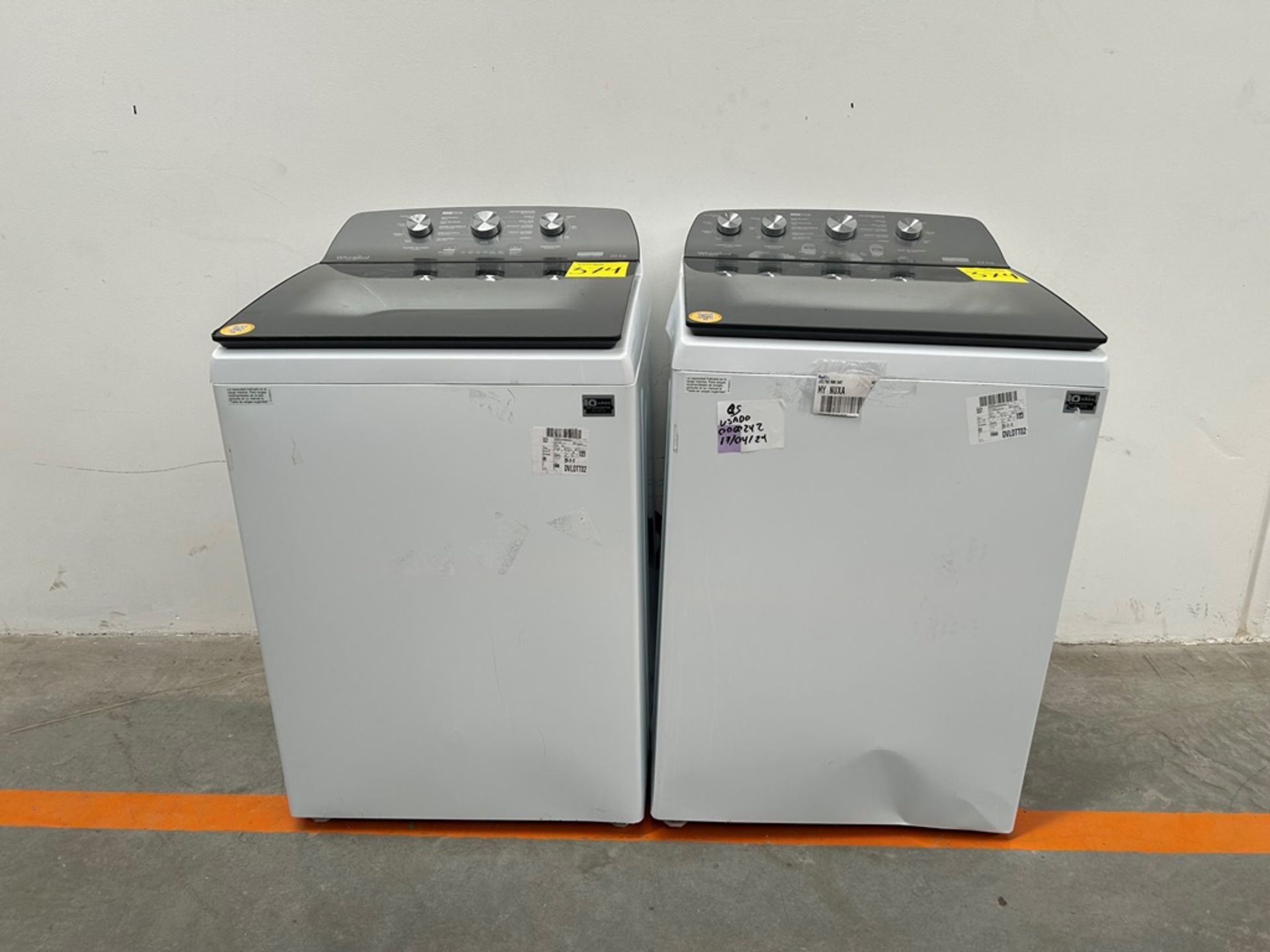 Lote de 2 lavadoras contiene: 1 Lavadora de 22 KG Marca WHIRPOOL, Modelo 8MWTW2224WJM0, Serie 32469