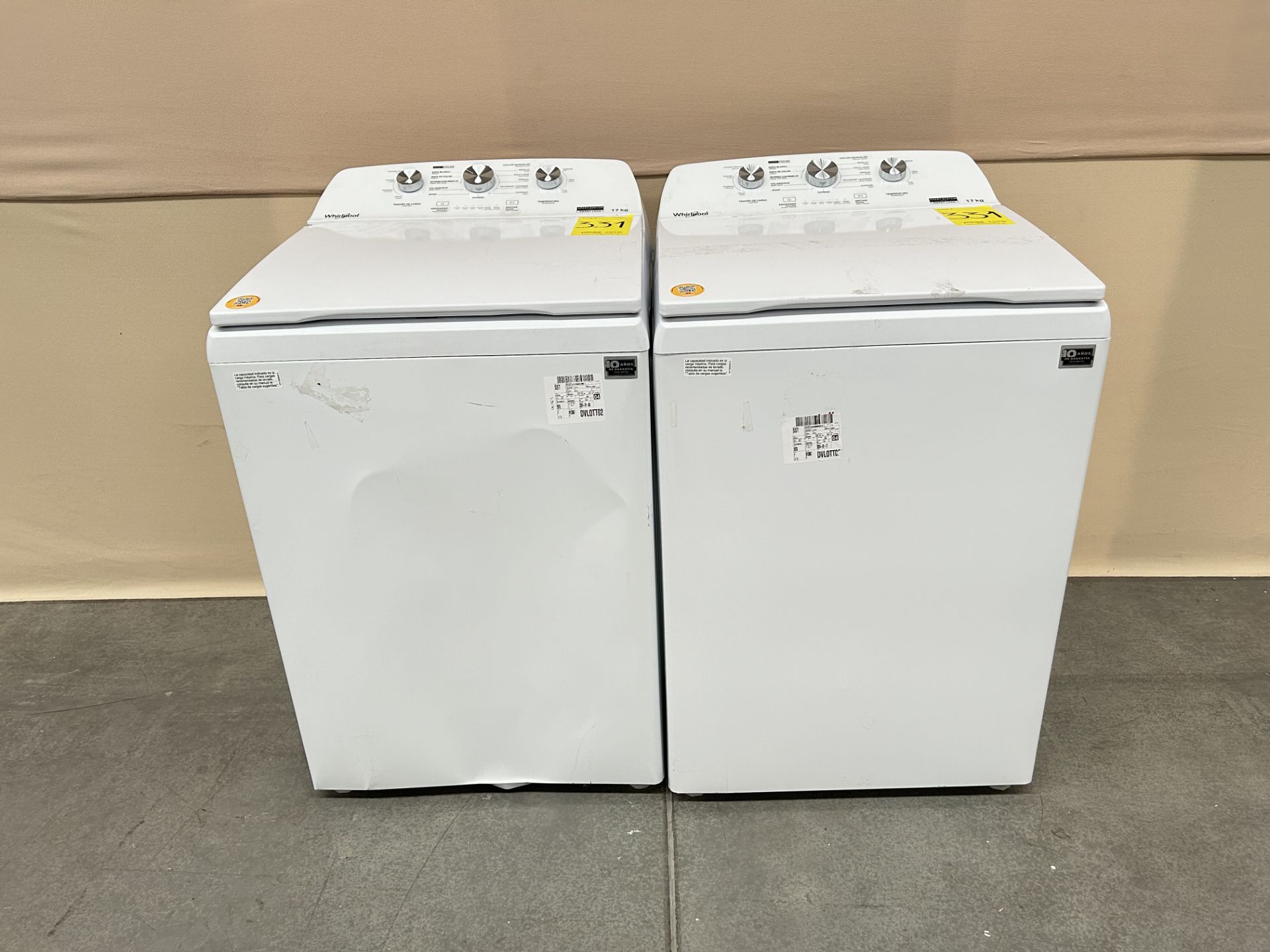 Lote de 2 lavadoras contiene: 1 Lavadora de 17 KG Marca WHIRPOOL, Modelo 8MWTW1713MJQ1, Serie 21286