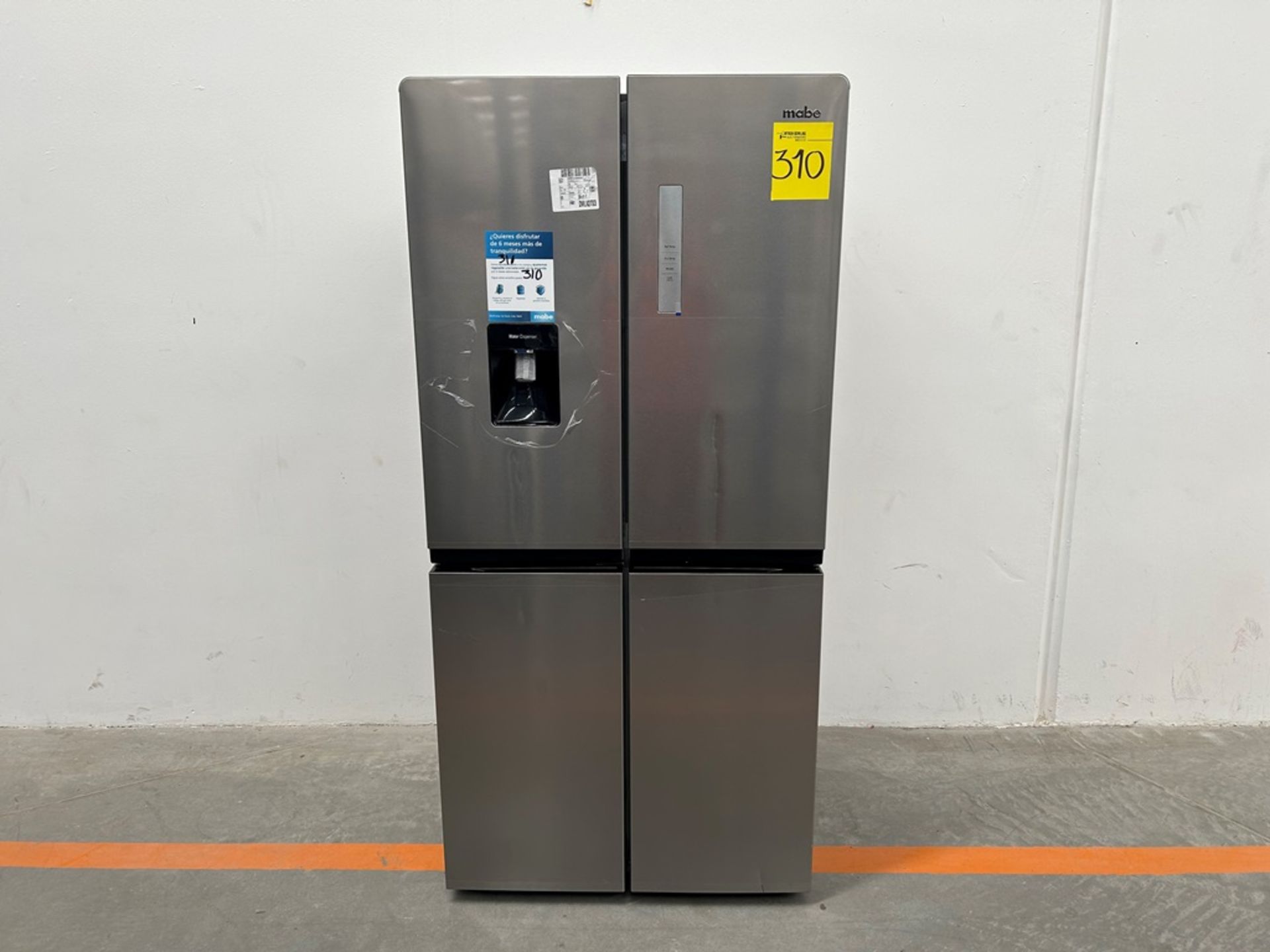 Refrigerador con dispensador de Agua Marca MABE, Modelo MTM482SENSSS0, Serie MA0225, Color GRIS (Eq