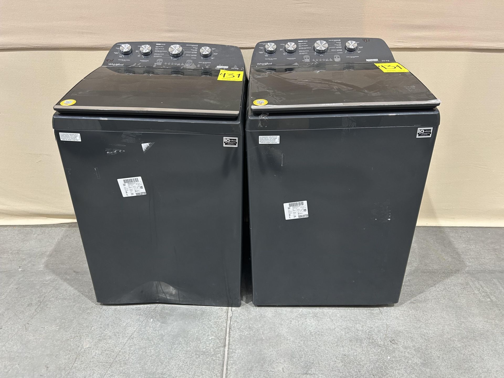 Lote de 2 lavadoras contiene: 1 Lavadora de 20 KG Marca WHIRPOOL, Modelo 8MWTW2024WLG0, Serie 30353