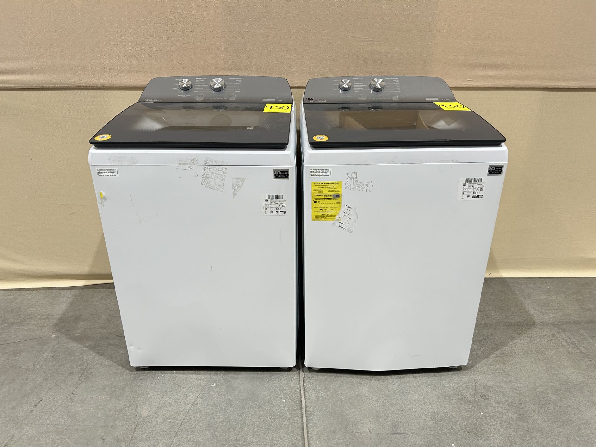 Lote de 2 lavadoras contiene: 1 Lavadora de 18 KG Marca WHIRPOOL, Modelo 8MWTW1812WPM0, Serie 08970