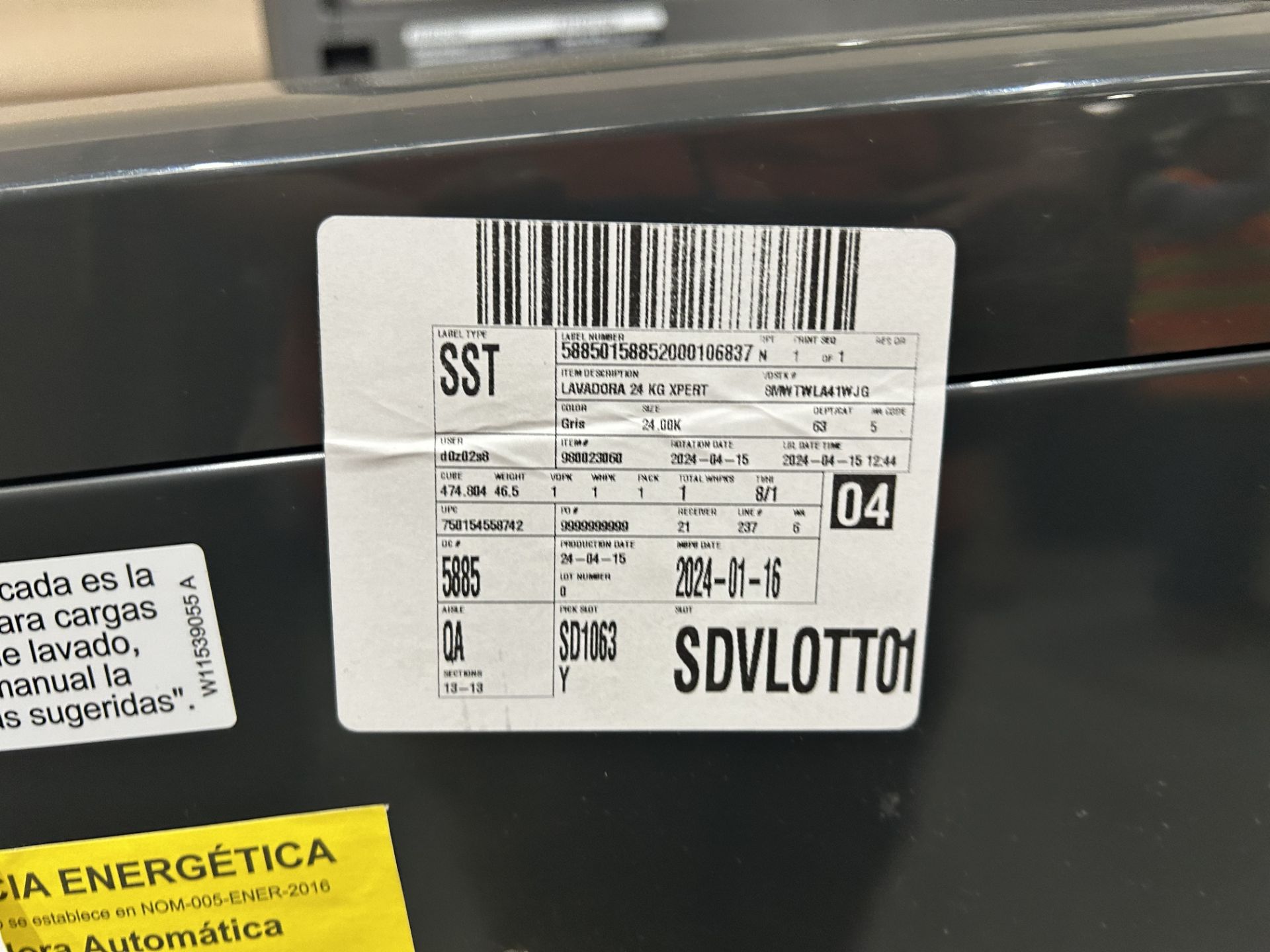 Lote de 2 lavadoras contiene: 1 Lavadora de 20 KG Marca WHIRPOOL, Modelo 8MWTW2224MPM0, Serie 04543 - Image 7 of 10