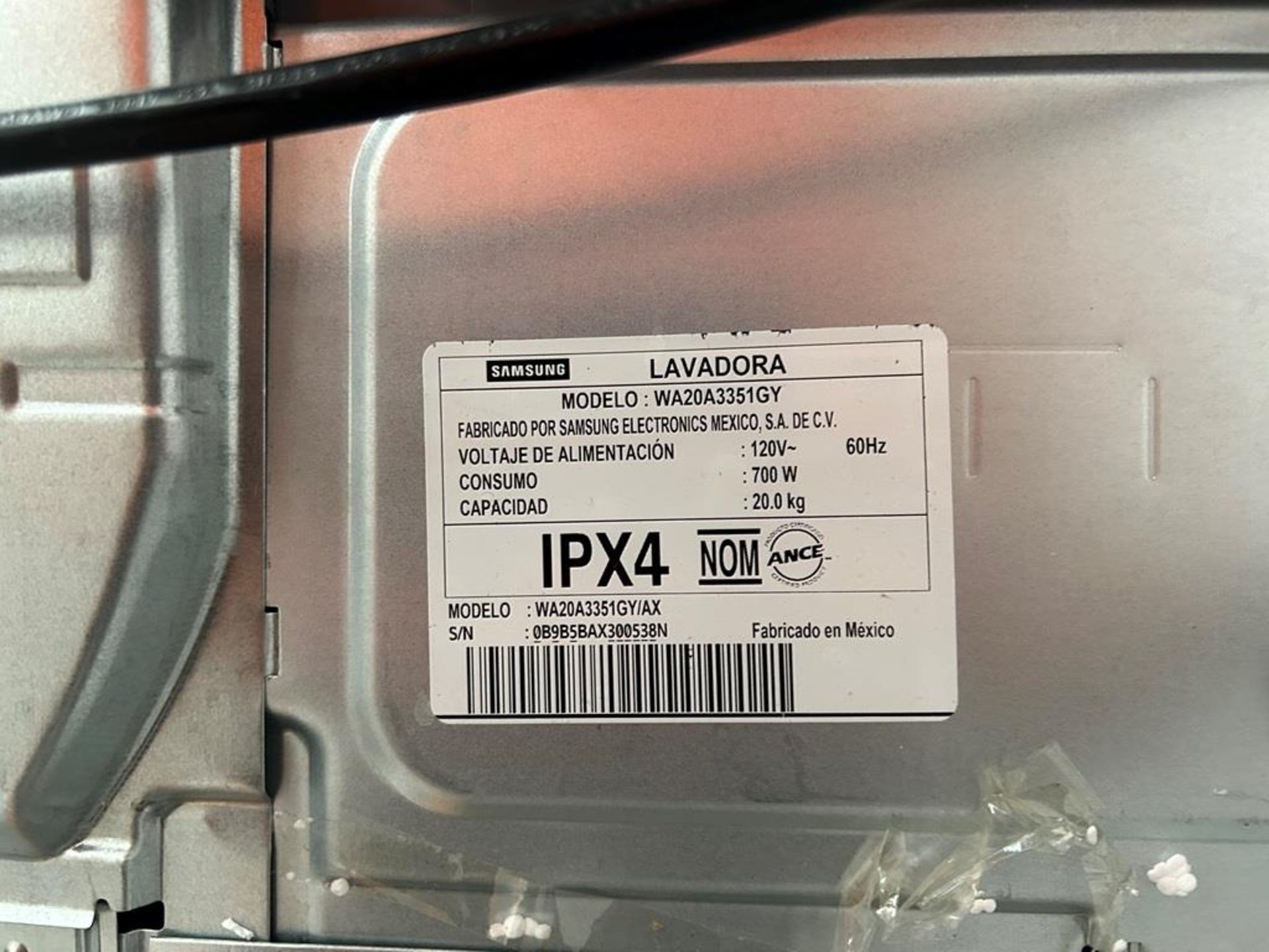 Combo Lavadora y Secadora, Contiene: 1 Lavadora de 20 Kg Marca SAMSUNG Modelo WA20A3351GY, Serie 00 - Image 8 of 10