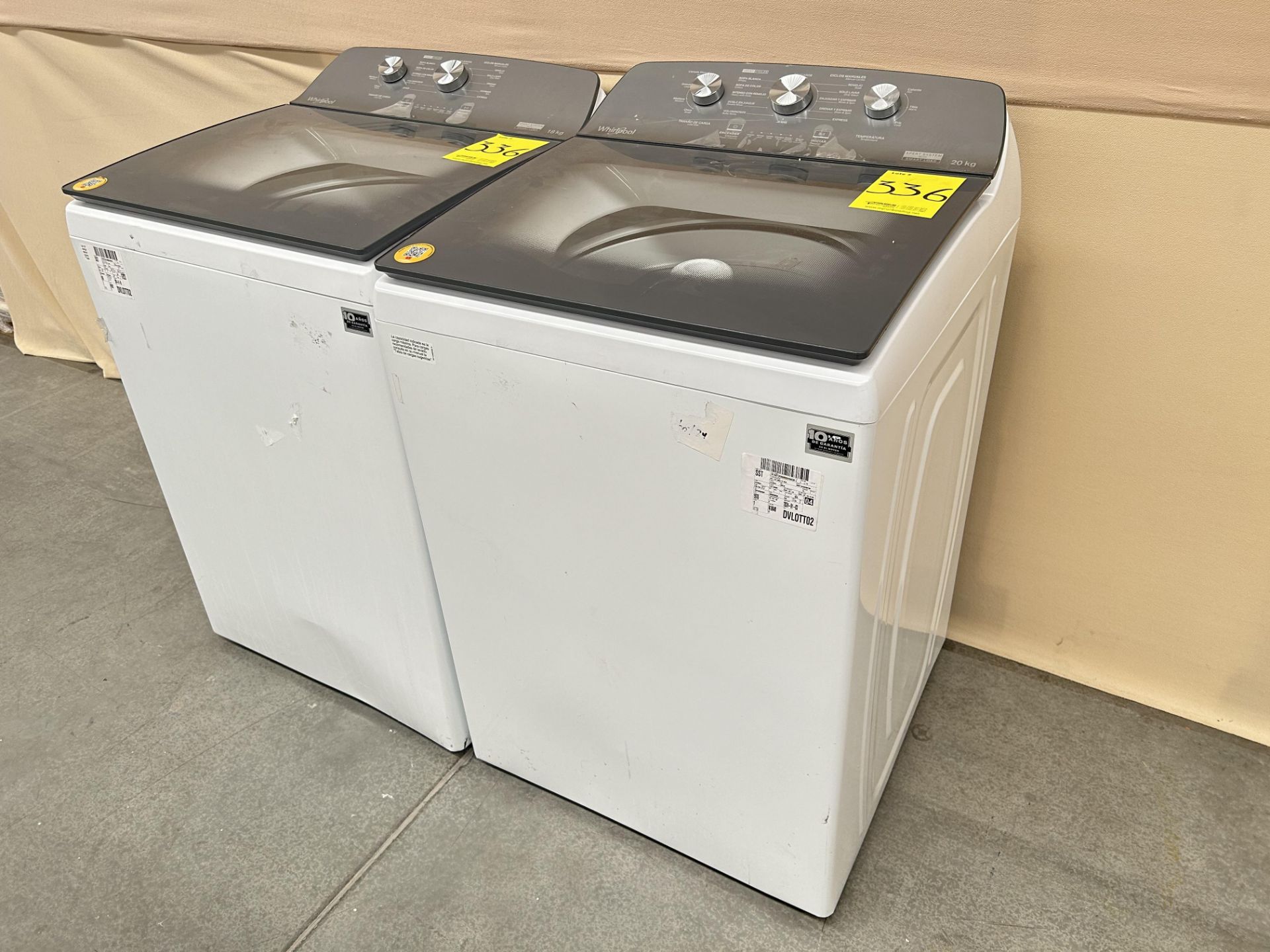 Lote de 2 lavadoras contiene: 1 Lavadora de 20 KG Marca WHIRPOOL, Modelo 8MWTW2023WPM0, Serie 78326 - Image 3 of 6