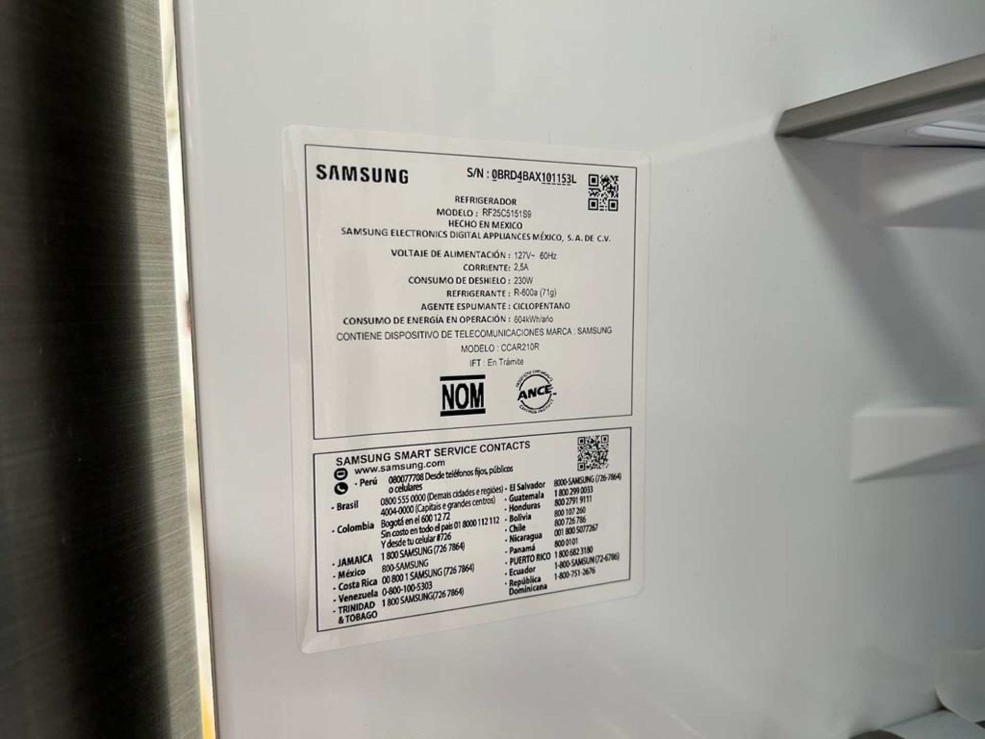 (NUEVO) Refrigerador Marca SAMSUNG, Modelo RF25C5151S9, Serie 01153L, Color GRIS - Image 9 of 11