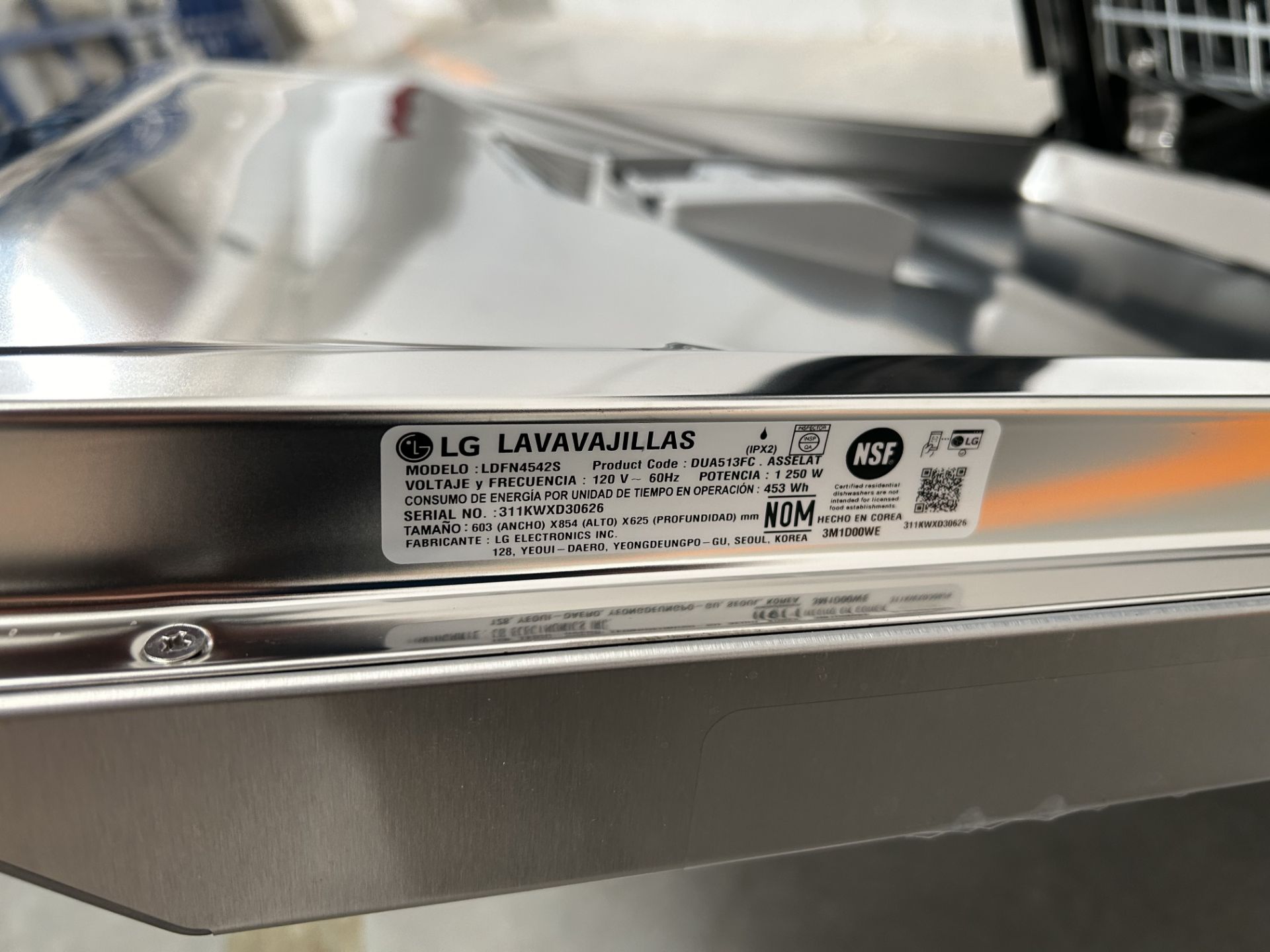 (NUEVO) Lavavajillas Marca LG, Modelo LDFN4542S, Serie 30626, Color GRIS - Image 5 of 7