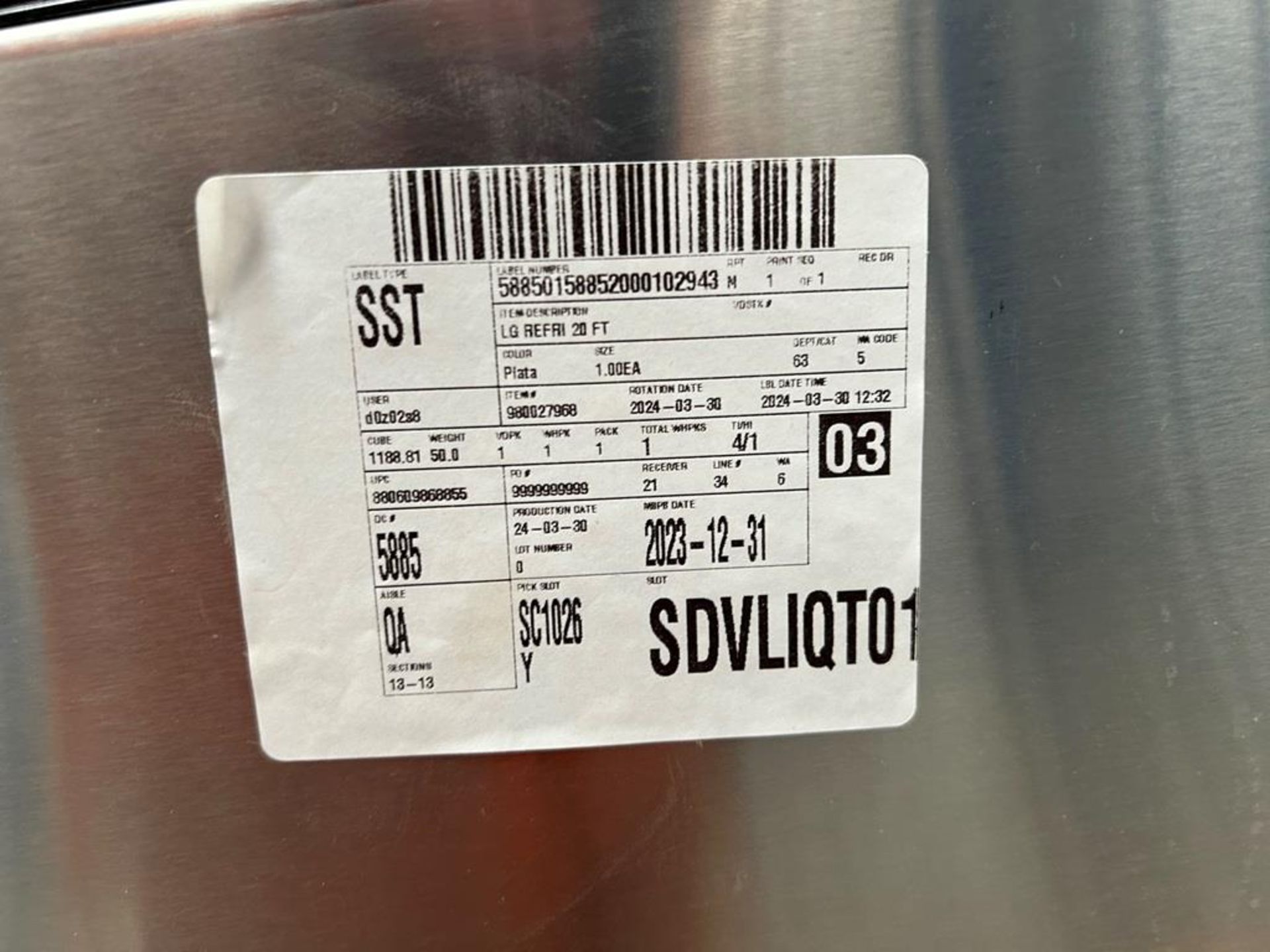 (NUEVO) Refrigerador Marca LG, Modelo LT57BPSX, Serie 29679, Color GRIS - Image 10 of 11