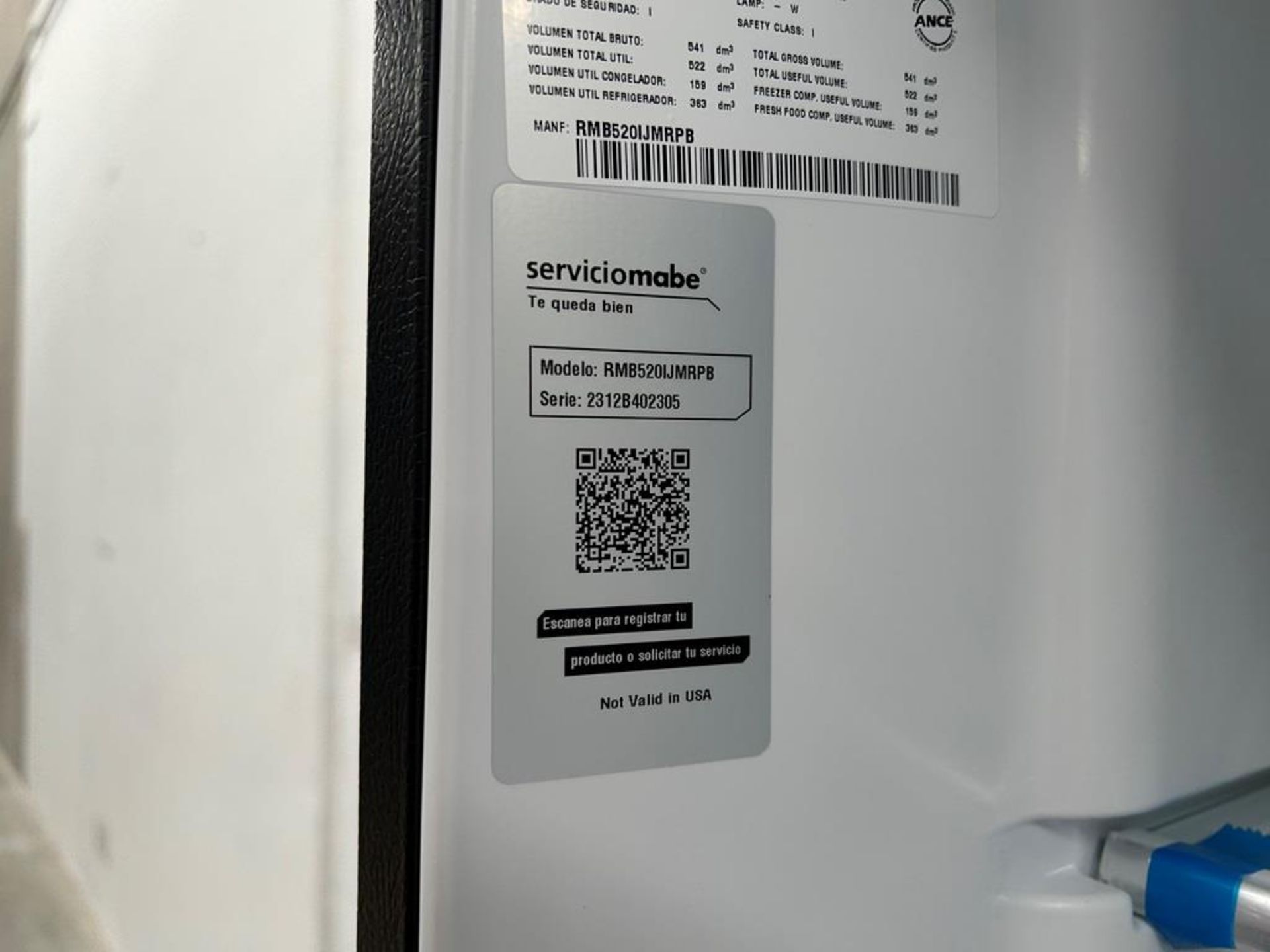 (NUEVO) Refrigerador con dispensador de agua Marca MABE, Modelo RMB520IJMRPB, Serie 02305, Color NE - Image 9 of 11