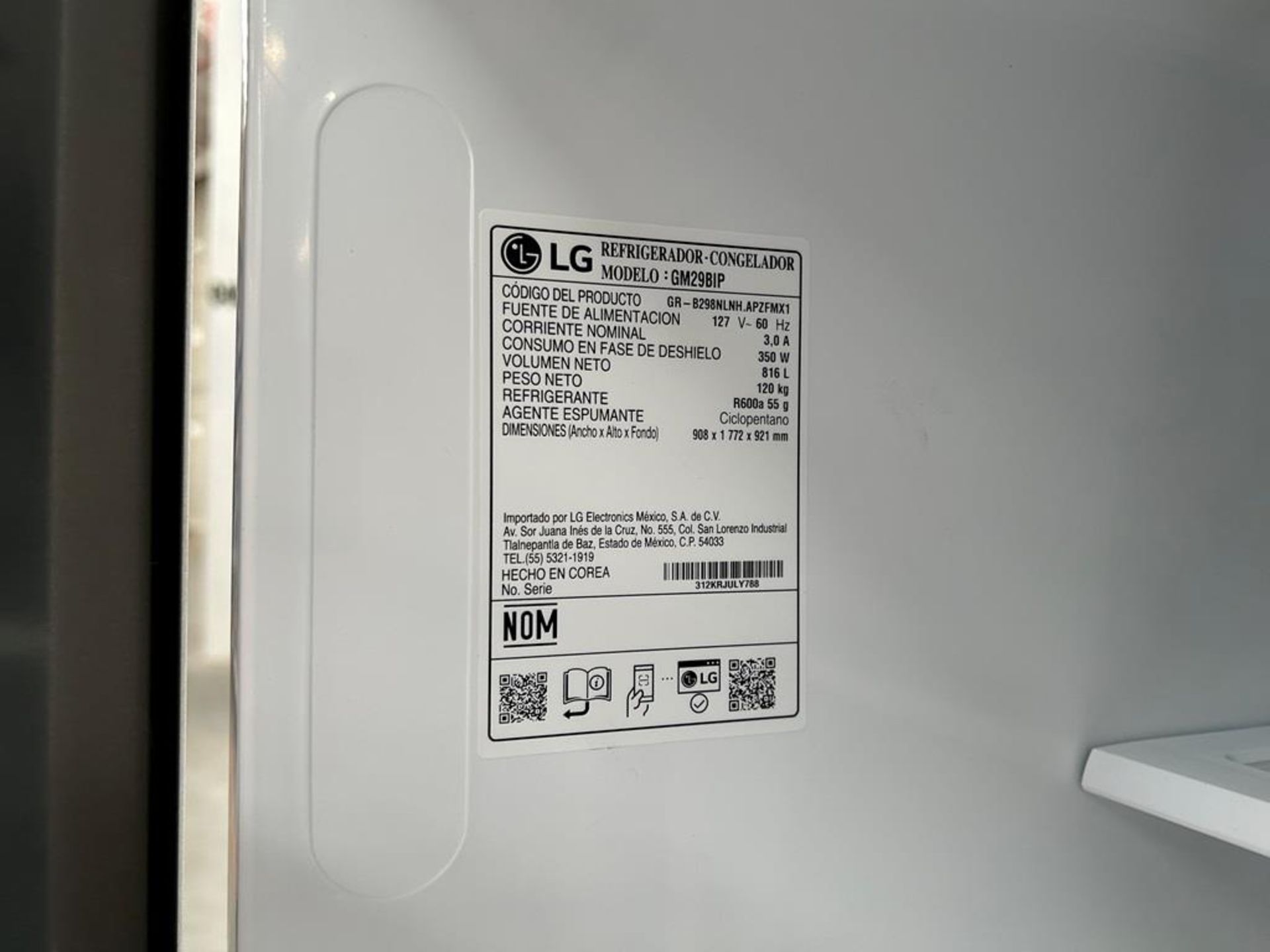(NUEVO) Refrigerador Marca LG, Modelo GM20BIP, Serie ULY188, Color GRIS (golpe ligero frontal) - Image 8 of 12