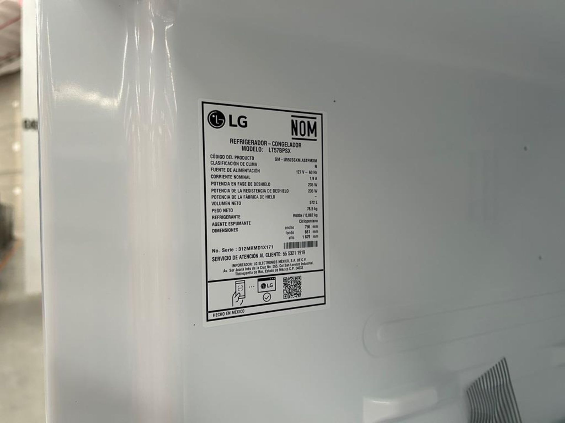 (NUEVO) Refrigerador Marca LG, Modelo LT57BPSX, Serie 1X171, Color GRIS - Image 10 of 12