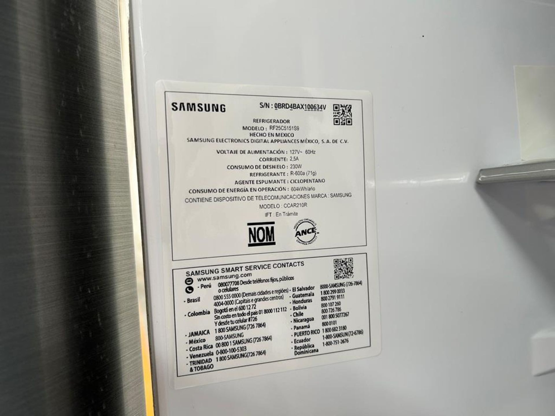 (NUEVO) Refrigerador Marca SAMSUNG, Modelo RF25C5151S9, Serie 00634V, Color GRIS - Image 9 of 11