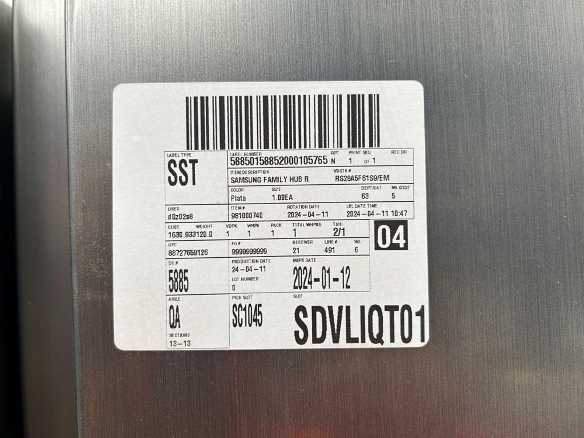 (NUEVO) Refrigerador Marca SAMSUNG, Modelo RS28A5F61S9, Serie 000015V, Color GRIS - Image 9 of 10