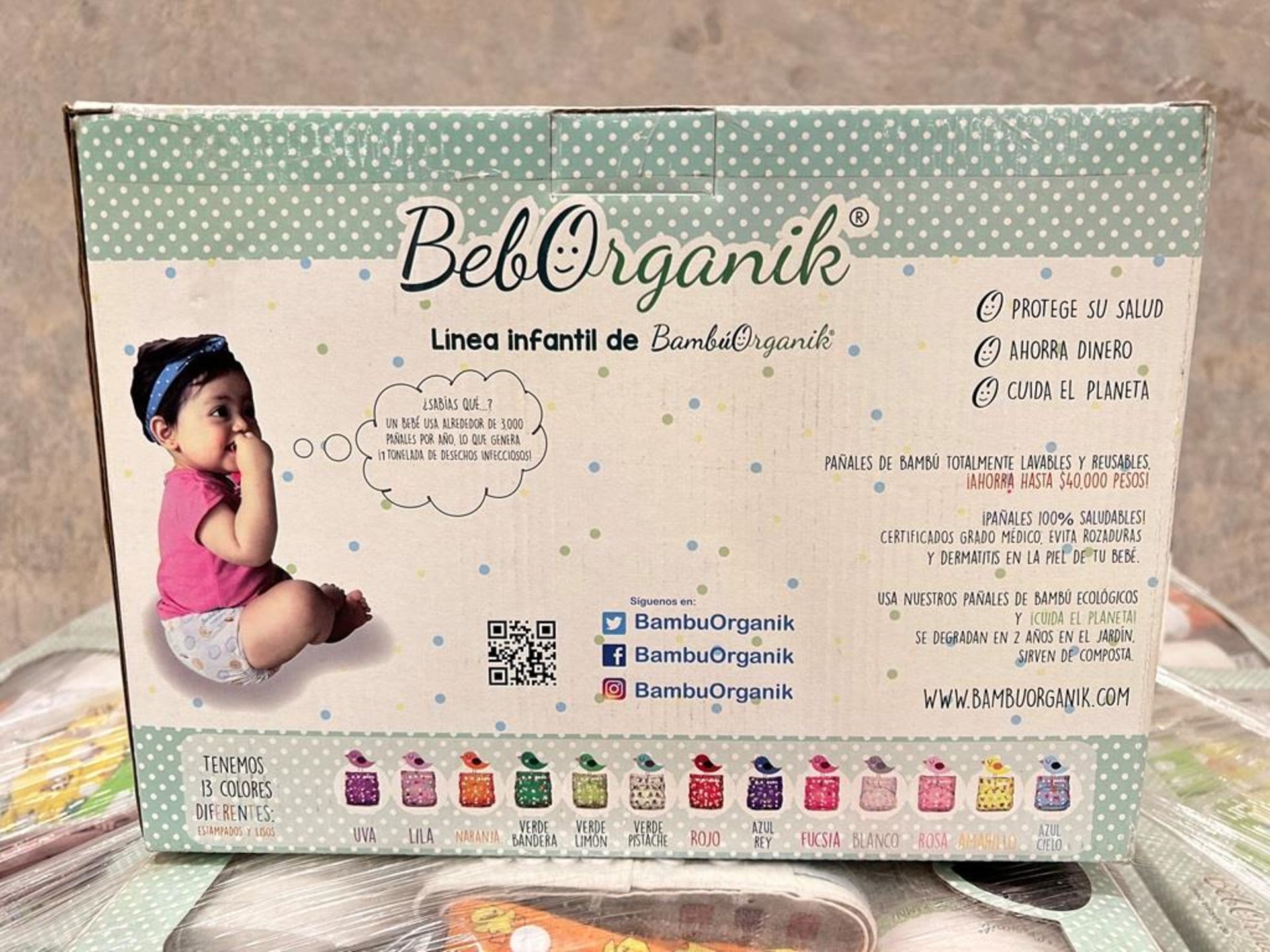 11 Paquetes básicos de pañales de tela Beborganik, Marca Bambú Organik, para niño, modelo Búho y Pa - Image 4 of 8