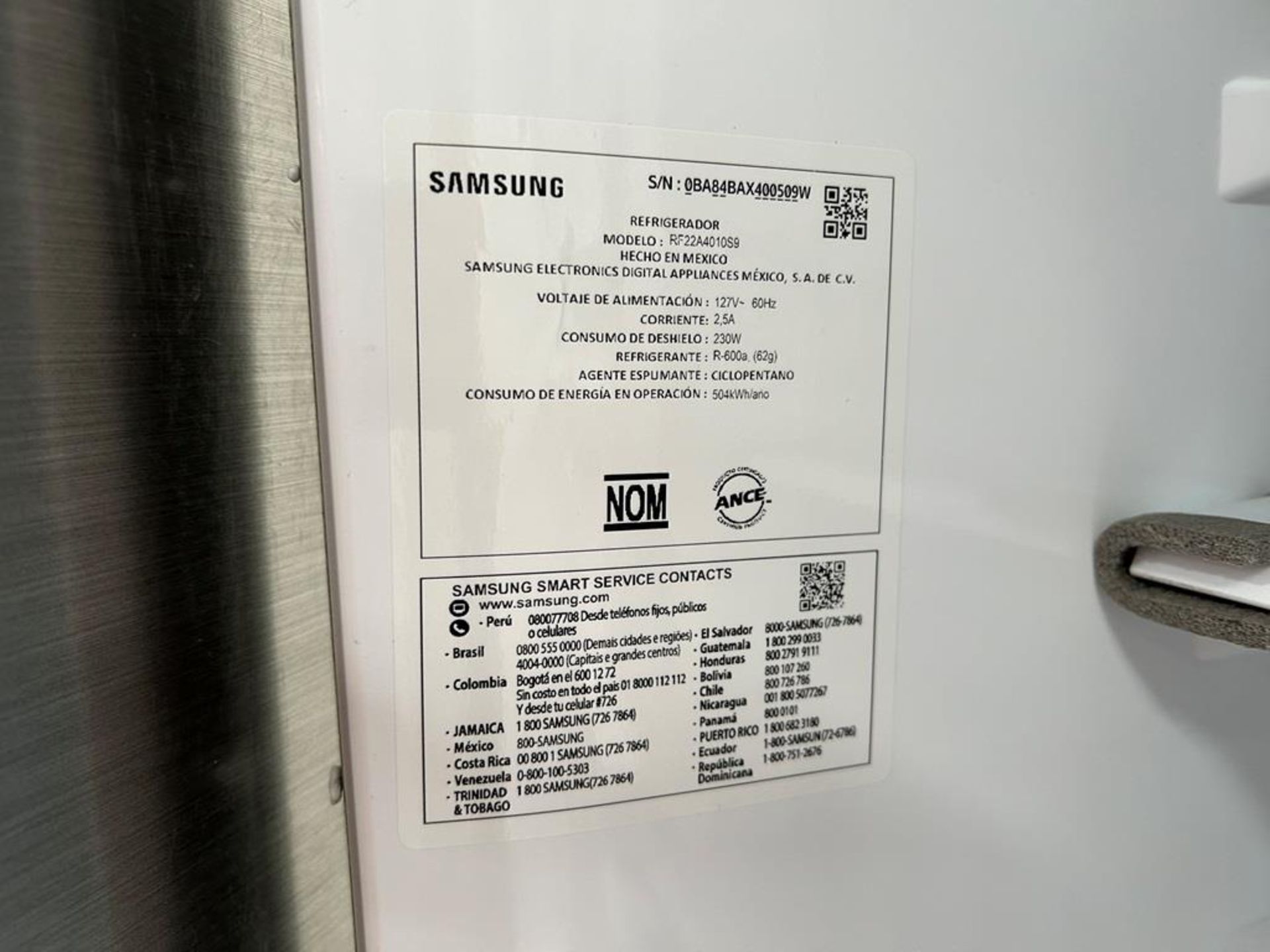 (NUEVO) Refrigerador Marca SAMSUNG, Modelo RF22A4010S9, Serie 400509W, Color GRIS (golpe ligero fro - Image 10 of 12