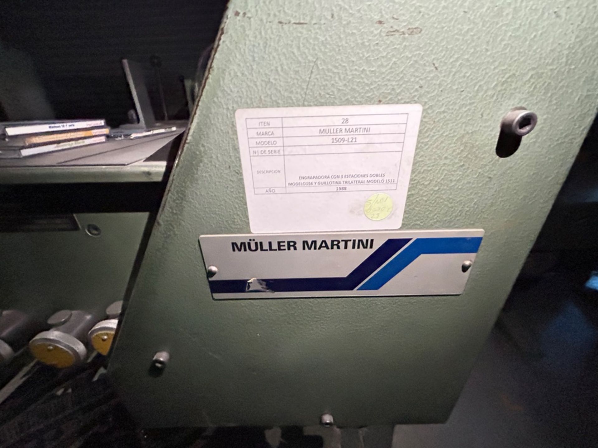MULLER MARTINI Stapler with 3 double stations , Model 1509-L21, Serial No. SS, Year 1988, 220V, wit - Image 8 of 9