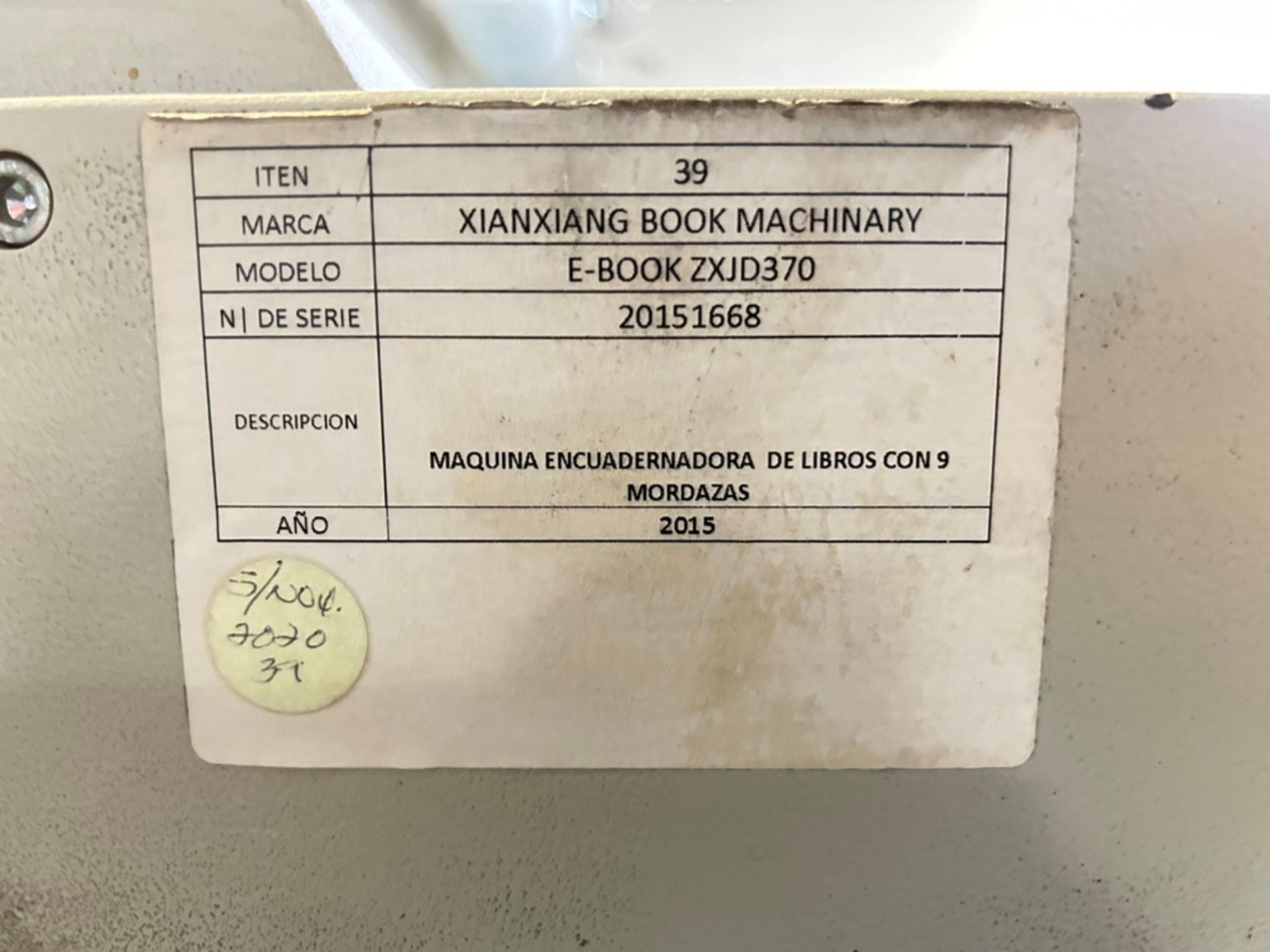 XINXIANG BOX MACHINARY 9 jaw book binding machine, Model E-BOOK ZXJD370, Serial No. 20151668, Year - Image 12 of 13