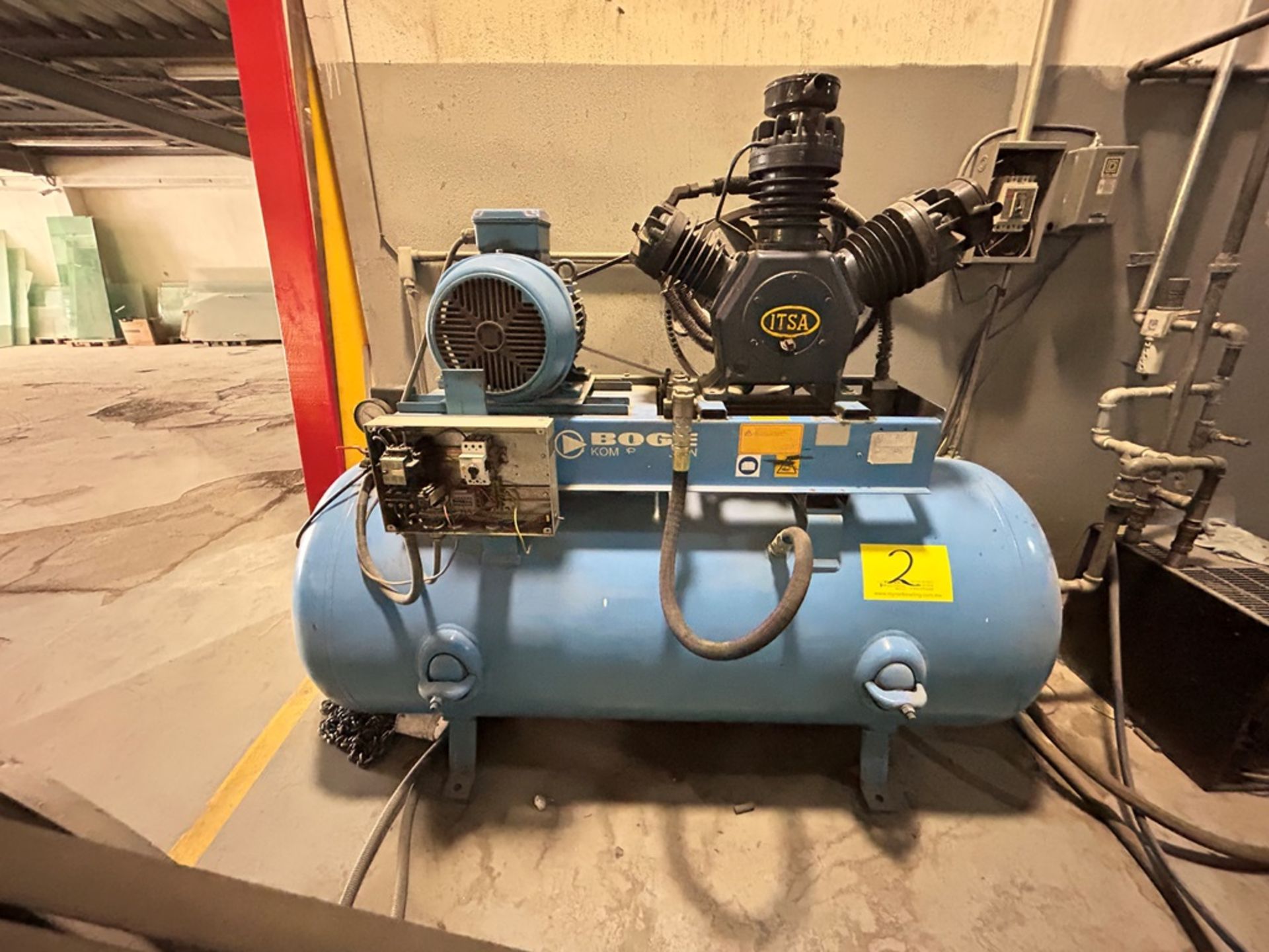 BOGE Air Compressor, Model ND, Serial No. FB48057, Year 2000, 400V, 15 hp Boge motor, pressure 175