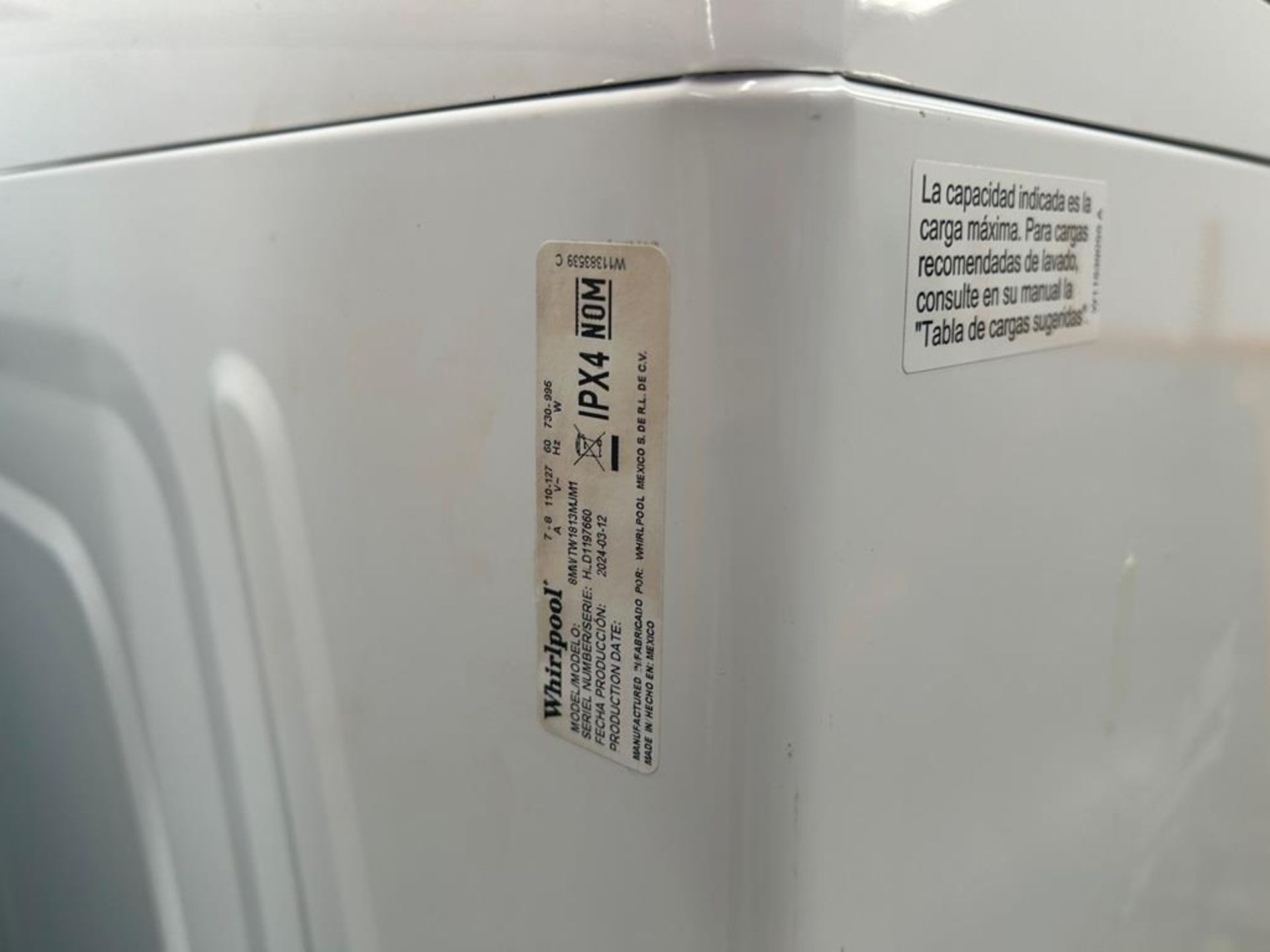 Lote de 2 lavadoras contiene: 1 Lavadora de 18 KG Marca WHIRLPOOL, Modelo 8MWTW1813MJM1 - Image 8 of 10