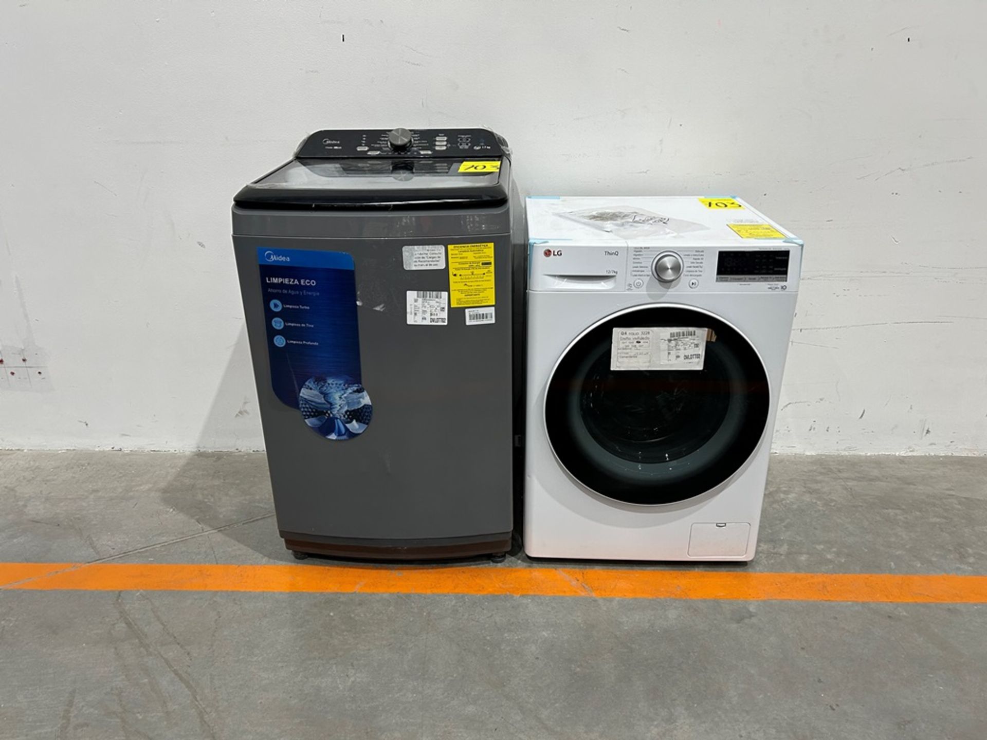Lote de 2 lavadoras contiene: 1 Lavadora de 17 KG, Marca MIDEA, Modelo M1920901, Serie D00534, Colo