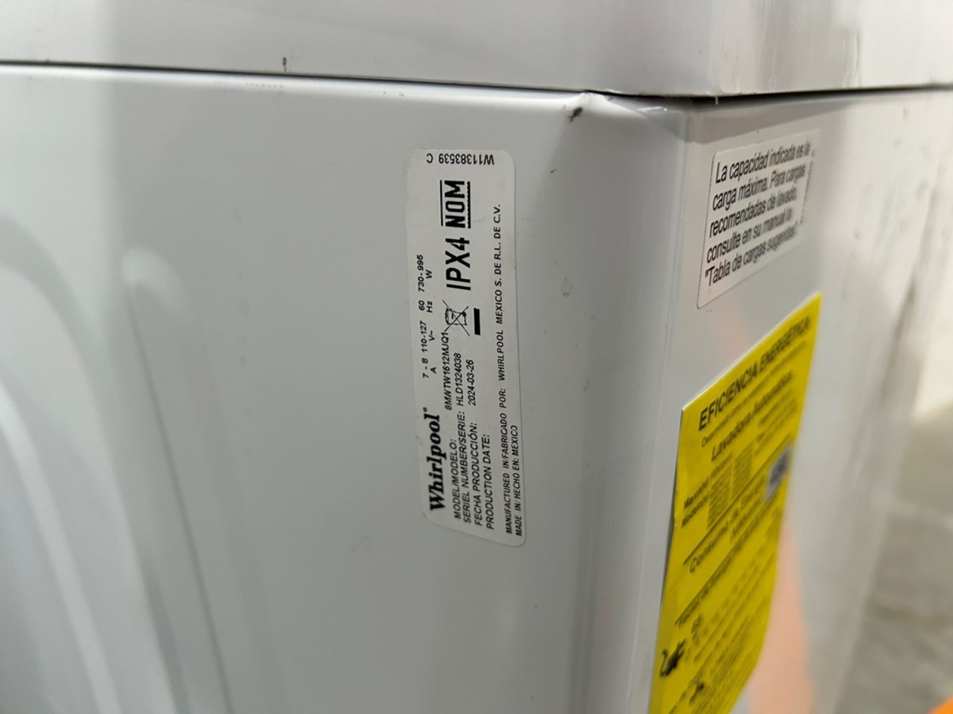 Lote de 2 lavadoras contiene: 1 Lavadora de 16KG Marca WHIRLPOOL, Modelo 8MWTW1612MJQ1 - Image 8 of 10
