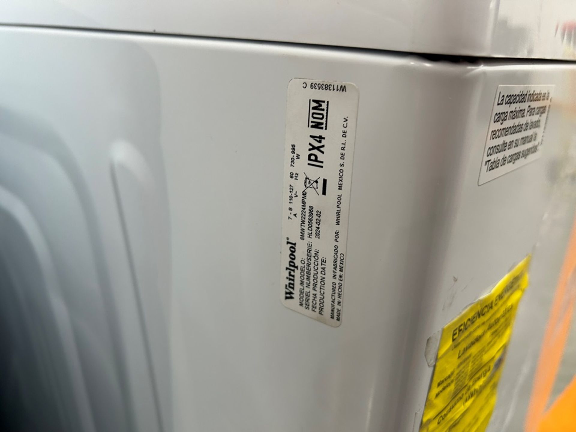 Lote de 2 lavadoras contiene: 1 Lavadora de 22 KG Marca WHIRLPOOL, Modelo 8MWTW2224MPM0, Serie 6396 - Image 6 of 10