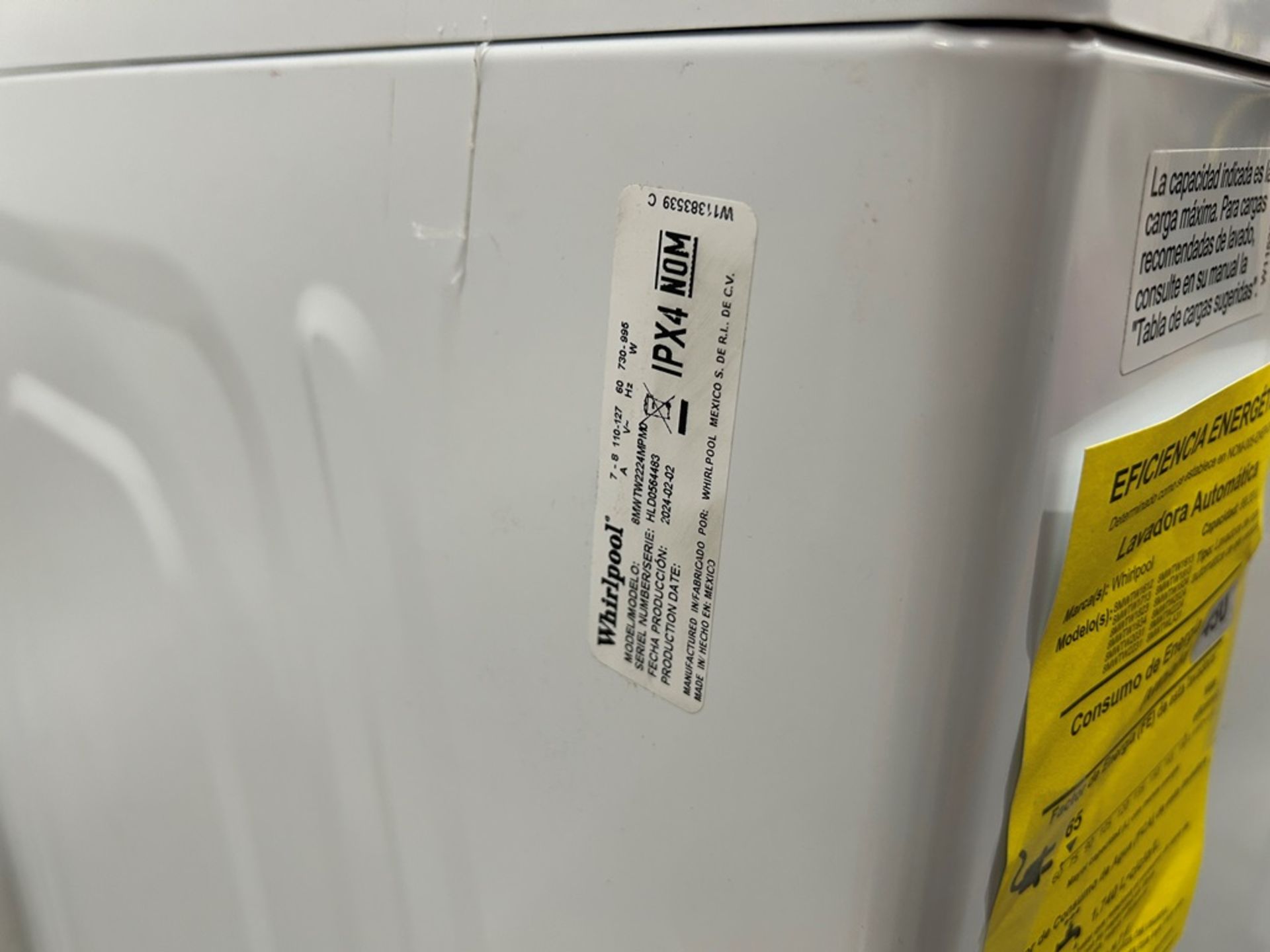 Lote de 2 lavadoras contiene: 1 Lavadora de 22 KG Marca WHIRLPOOL, Modelo 8MWTW2224MPM0, Serie 6396 - Image 8 of 10