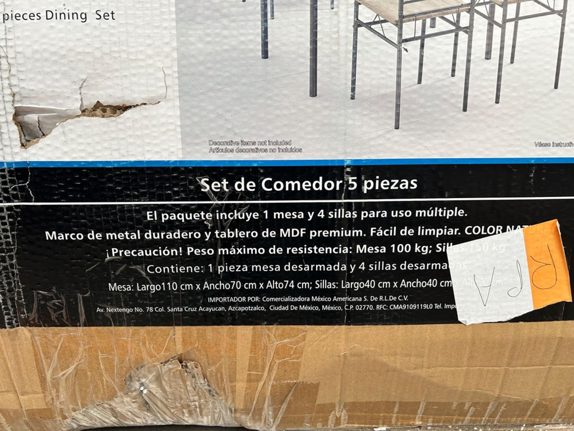 Lote de 4 artículos contiene: 1 set de comedor de 5 piezas Marca MAINSTAYS; 1 desayunador de exteri - Image 6 of 9