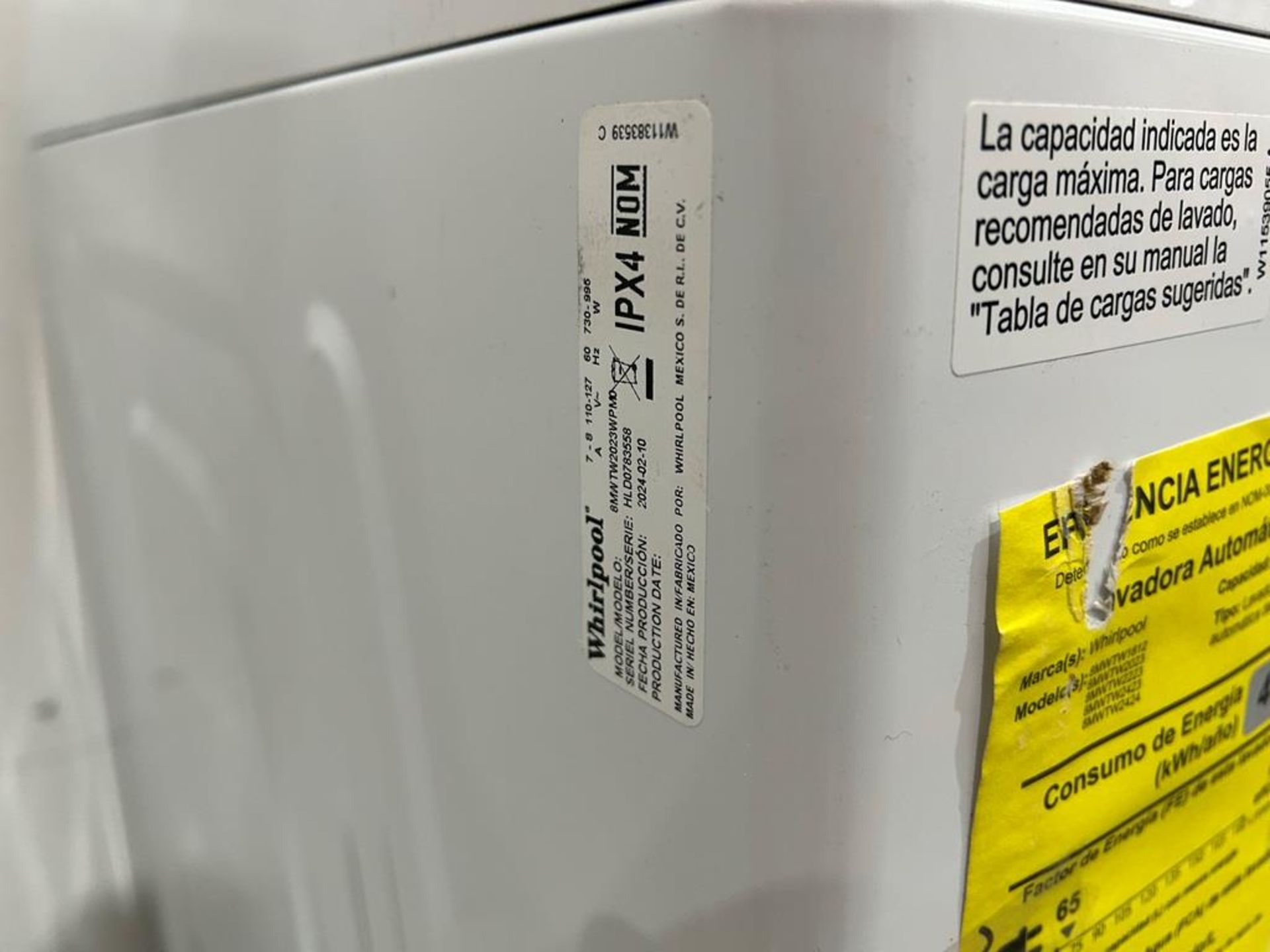 Lote de 2 lavadoras contiene: 1 Lavadora de 22 KG Marca MABE, Modelo LMA72215WDAB00, Serie S23162, - Image 6 of 10