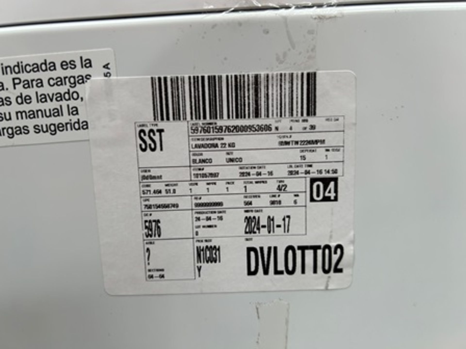 Lote de 2 lavadoras contiene: 1 Lavadora de 22 KG Marca WHIRPOOL, Modelo 8MWTW2224MPM0 - Image 9 of 10