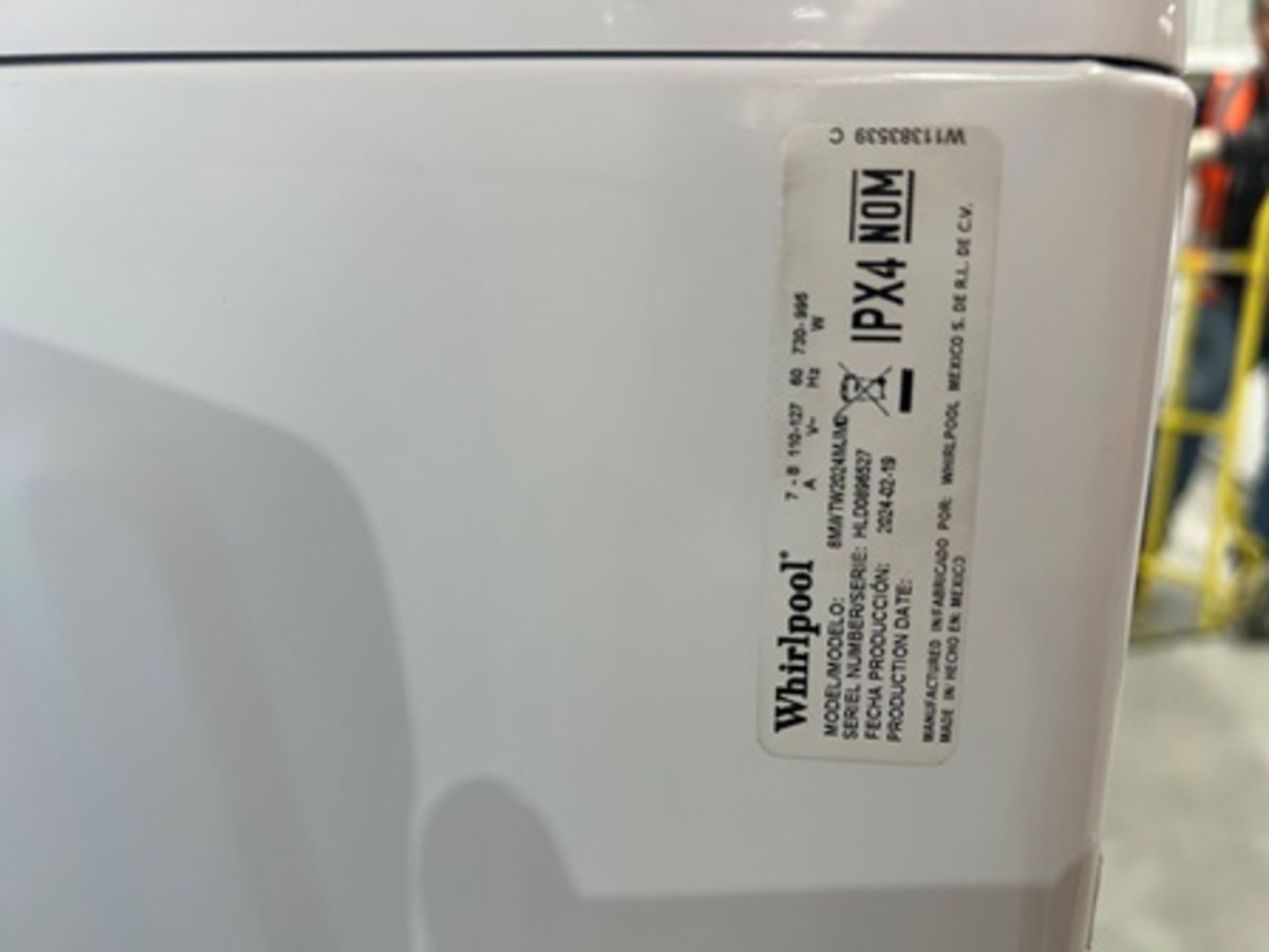 Lote de 2 lavadoras contiene: 1 Lavadora de 22 KG Marca WHIRPOOL, Modelo 8MWTW2224MPM0, Serie 56398 - Image 8 of 10