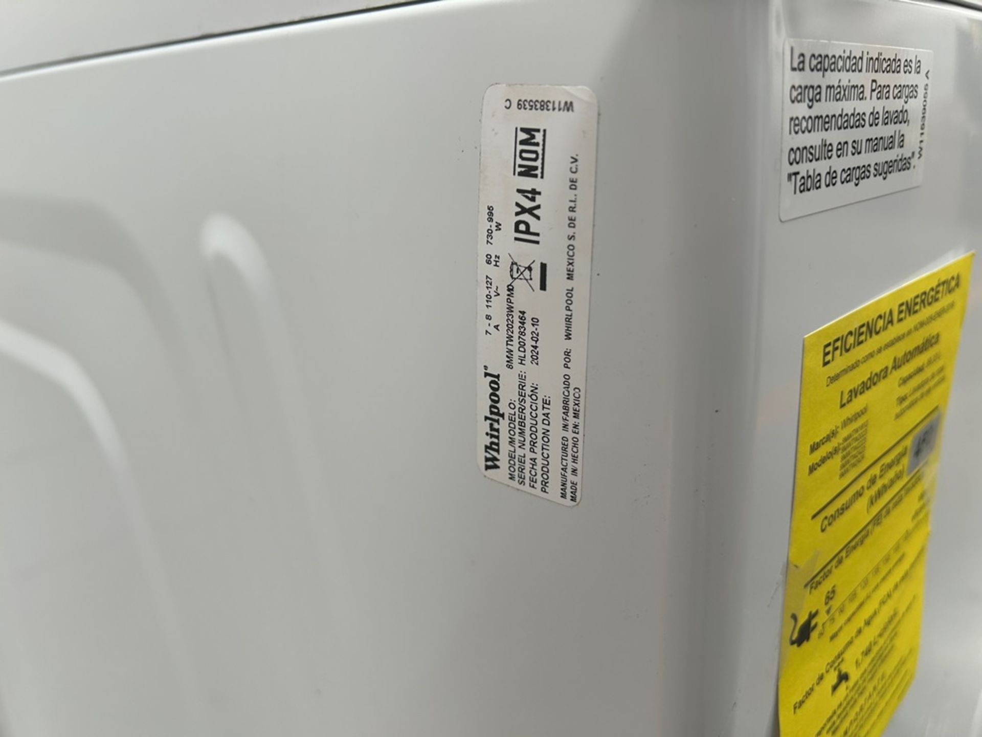 Lote de 2 lavadoras contiene: 1 Lavadora de 22 KG, Marca WHIRPOOL, Modelo 8MWTW2224MPM0, Serie 9812 - Image 7 of 12